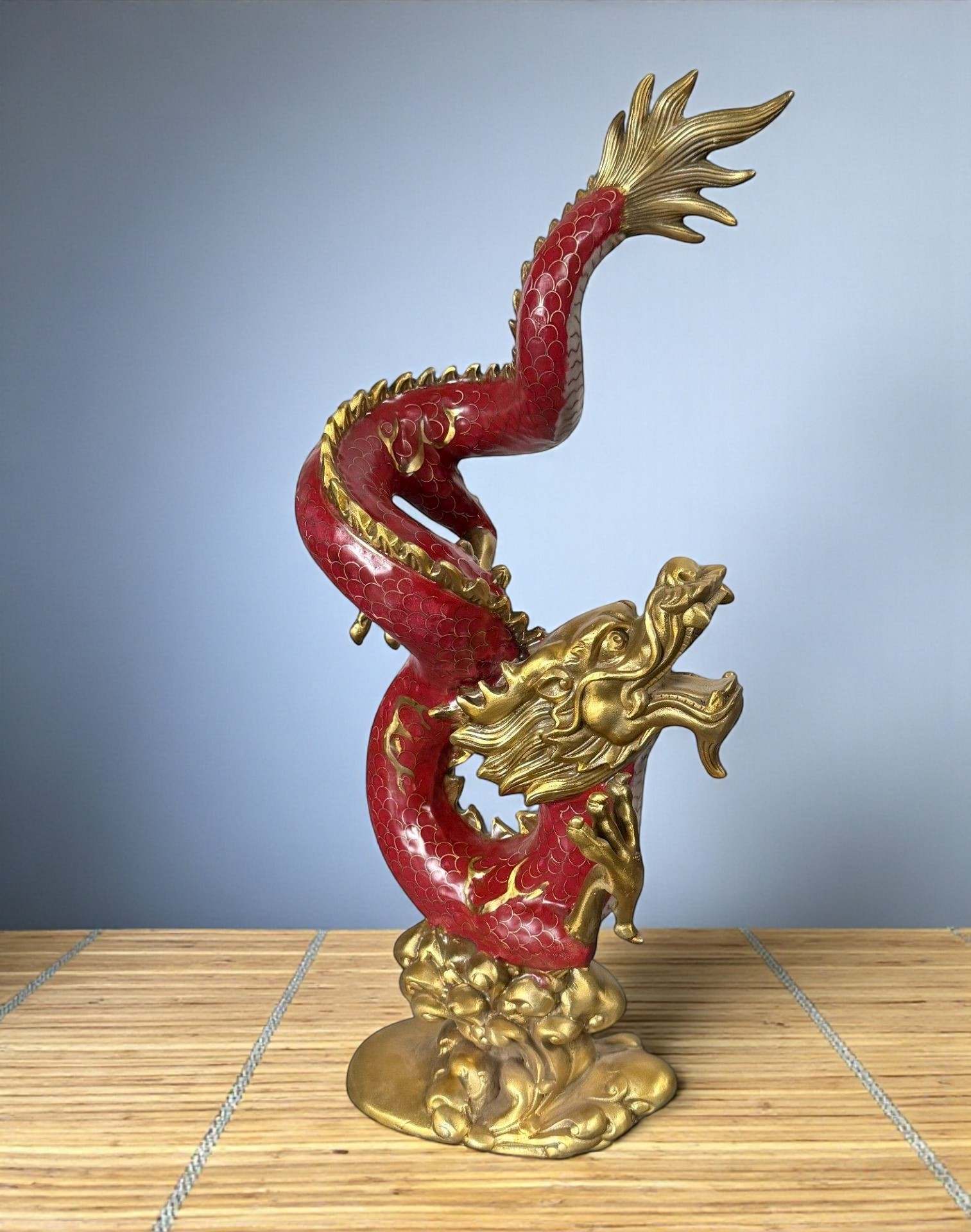 China Drachen Skulptur Bronze Figur Cloisonne 41 cm China Drachen Skulptur Bronze Figur Cloisonne 41 cm