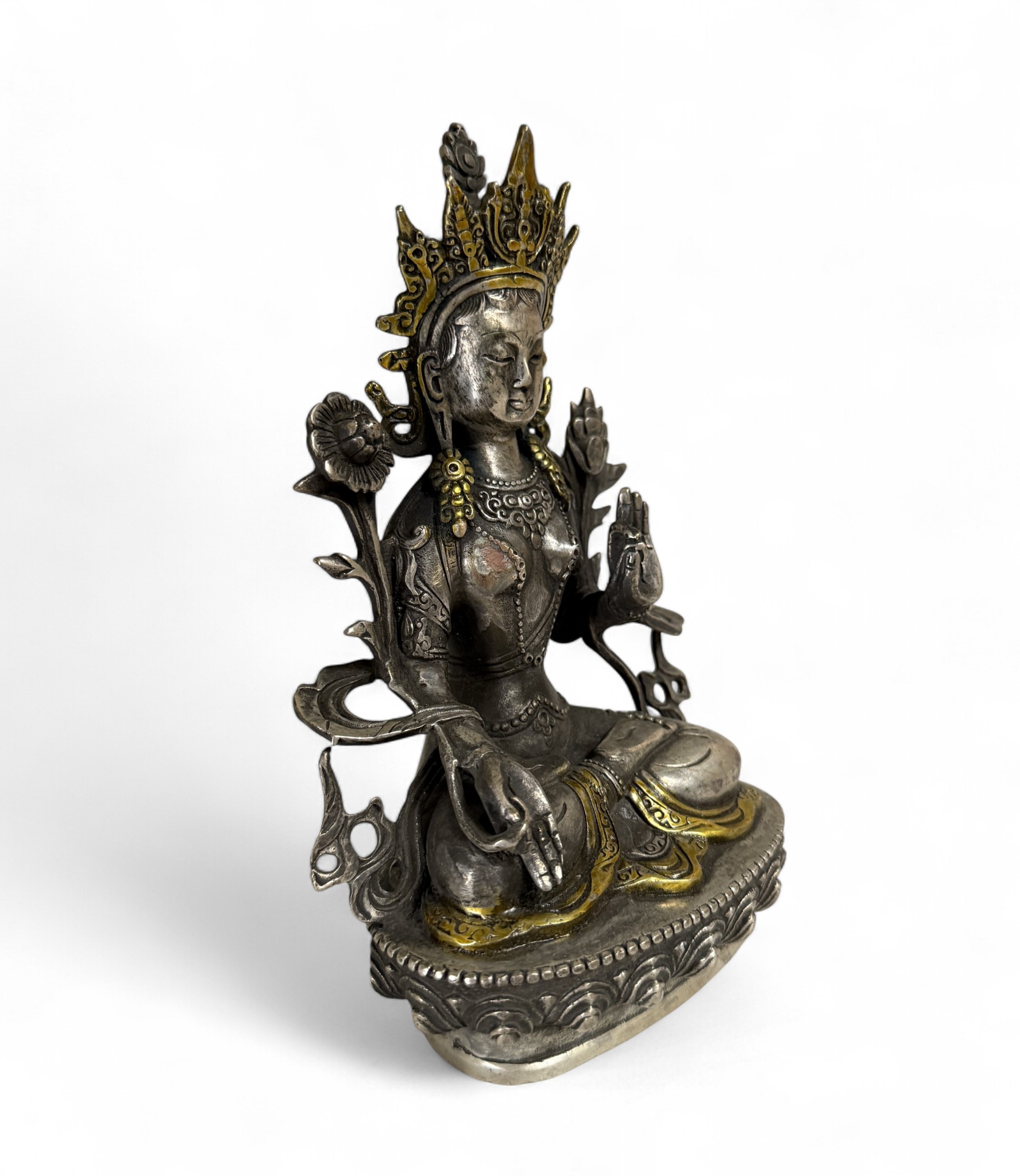 Weiße Tara Figur Bronze Tibet/China 21 cm