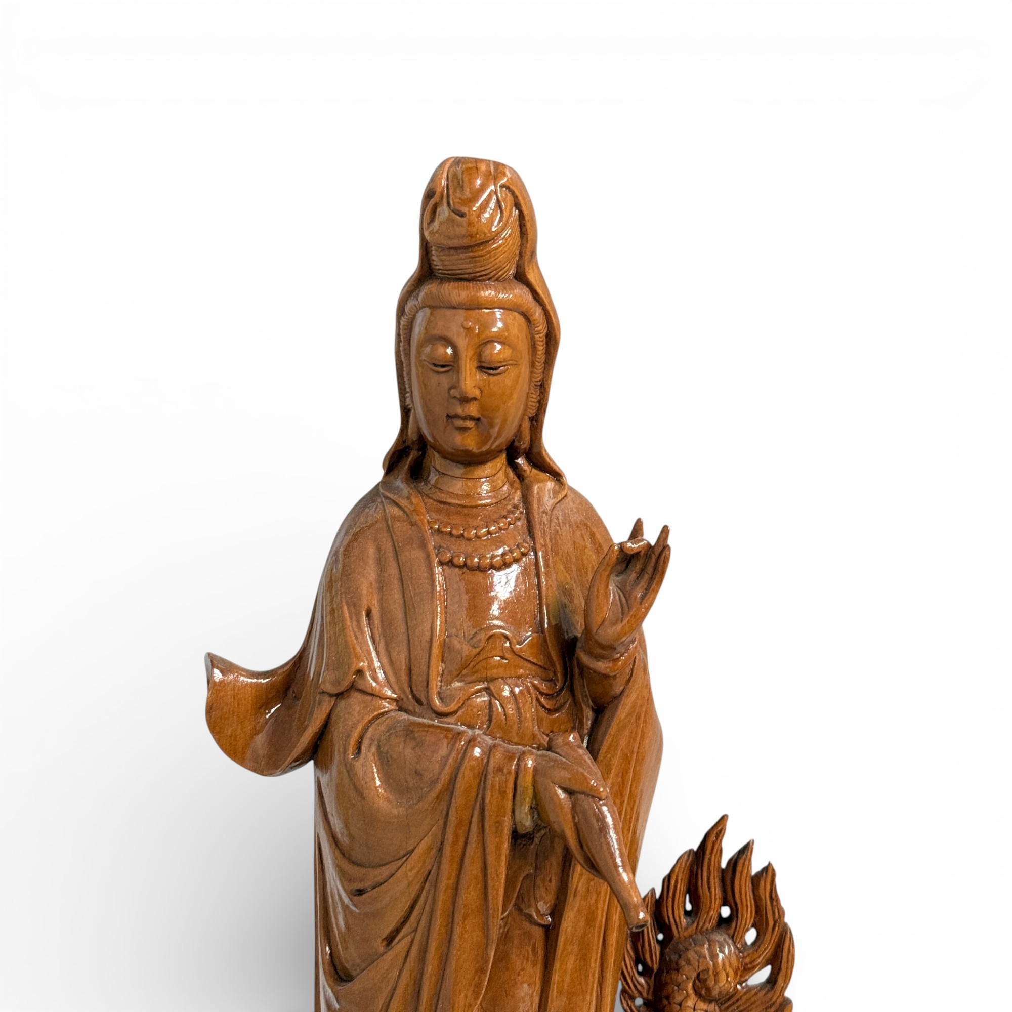 Holz Buddha Statue Guan Yin Skulptur 47 cm groß