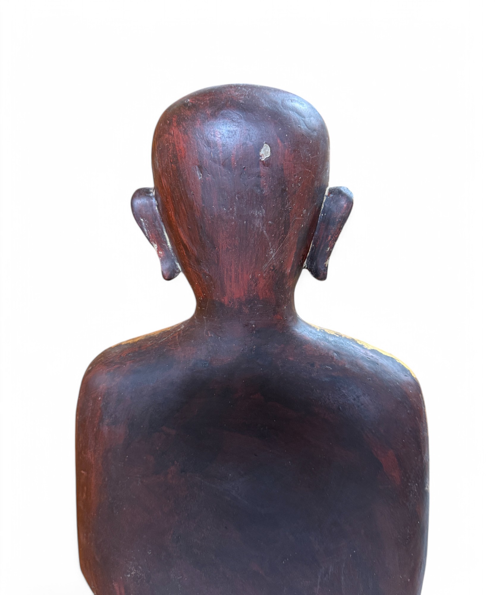 Birma Bettelmönch Statue Lacquerware Skulptur vergoldet 110 cm