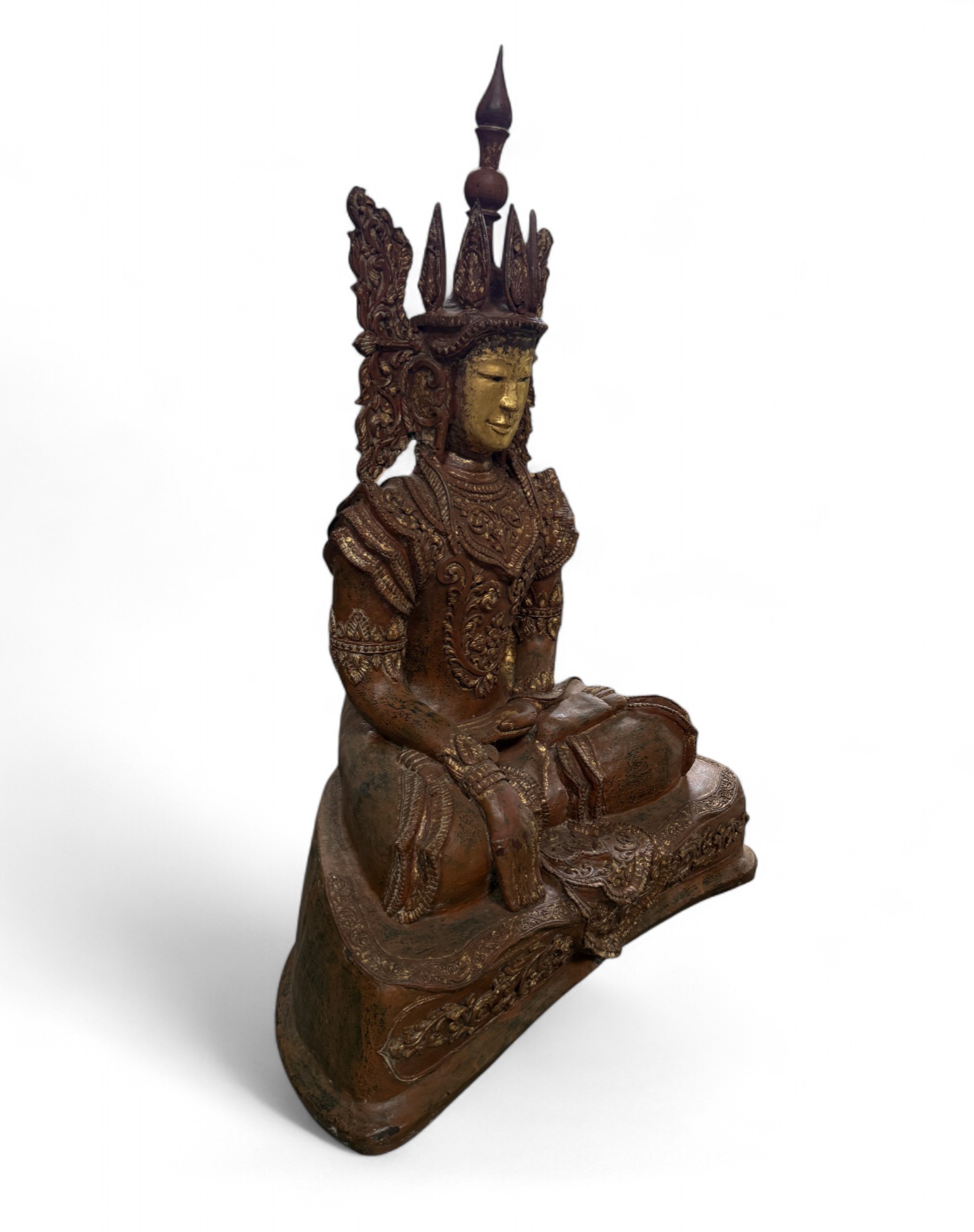 Alte Buddha Statue aus Burma Jambupati Lacquerware Skulptur
