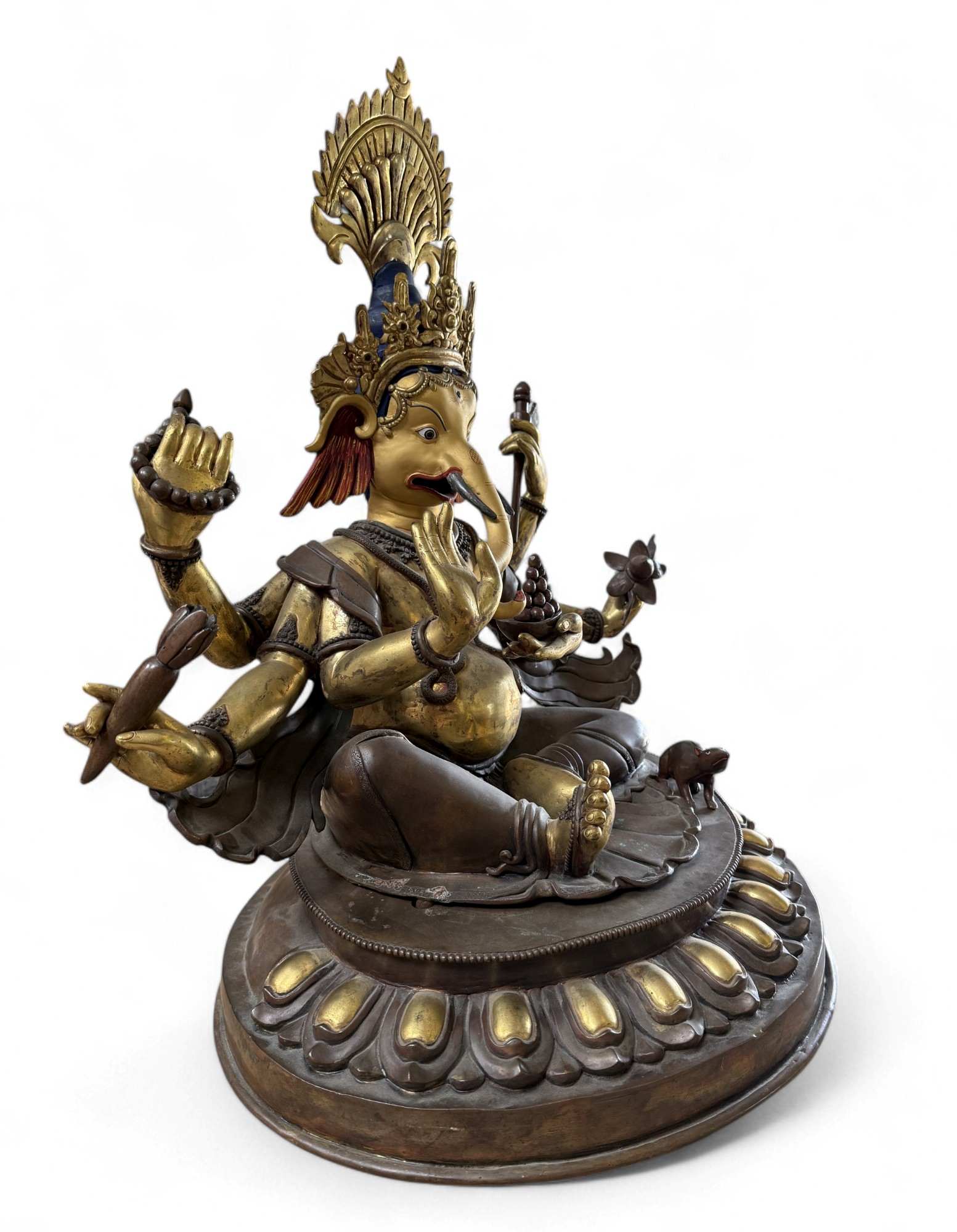 Große Ganesha Statue Bronze Skulptur aus Nepal - 67 cm