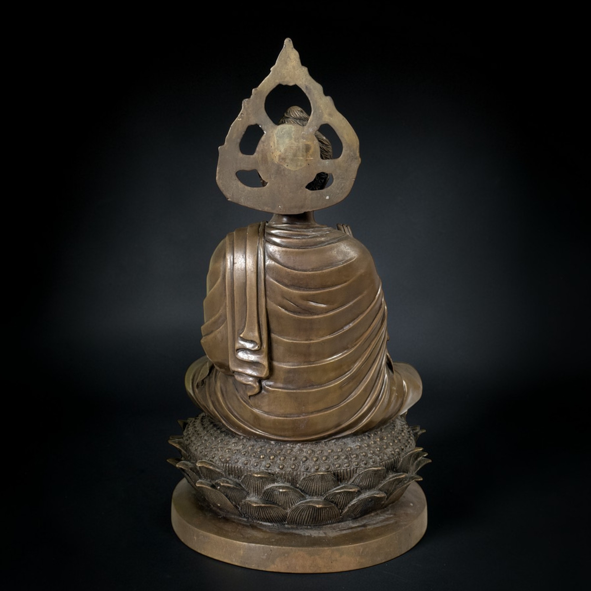 Gandhara Bronze Buddha Skulptur mit Aureole 43 cm