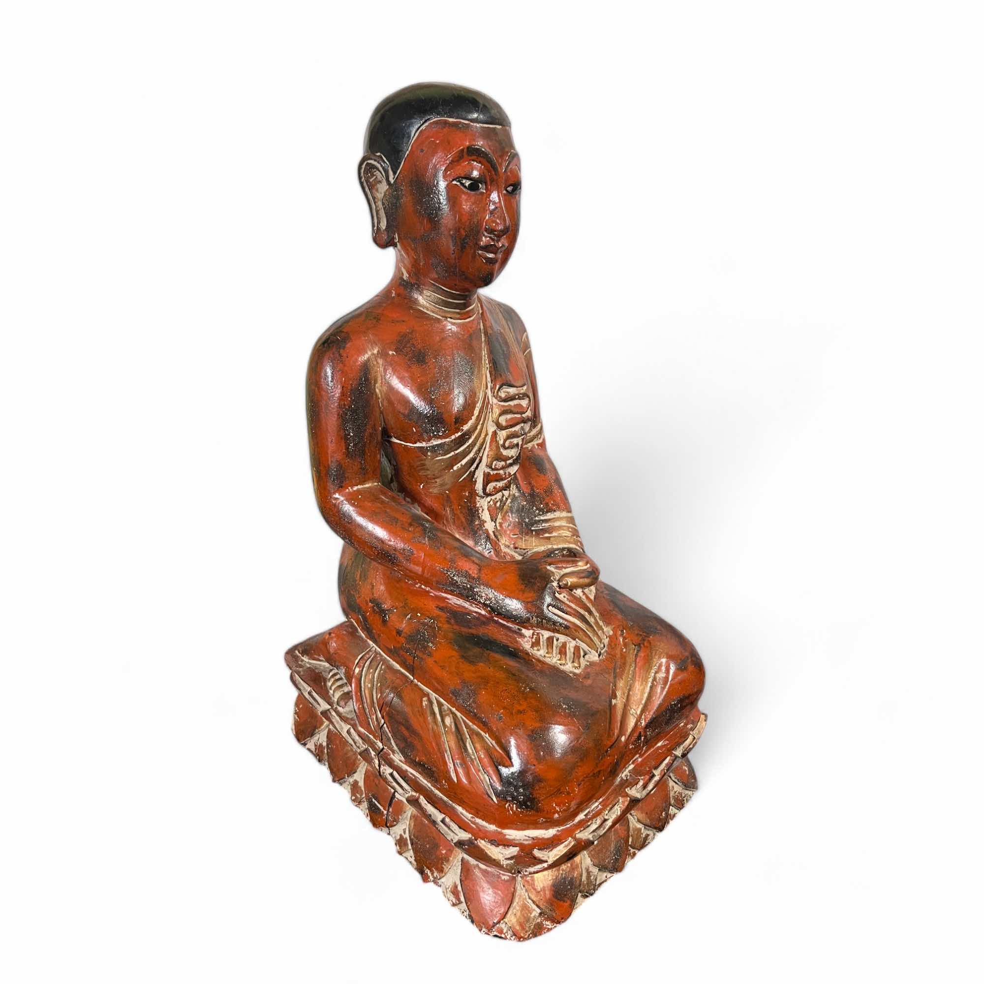 Mandalay Mönch Holz Skulptur aus Sammlungsauflösung Mandalay Mönch Holz Skulptur aus Sammlungsauflösung