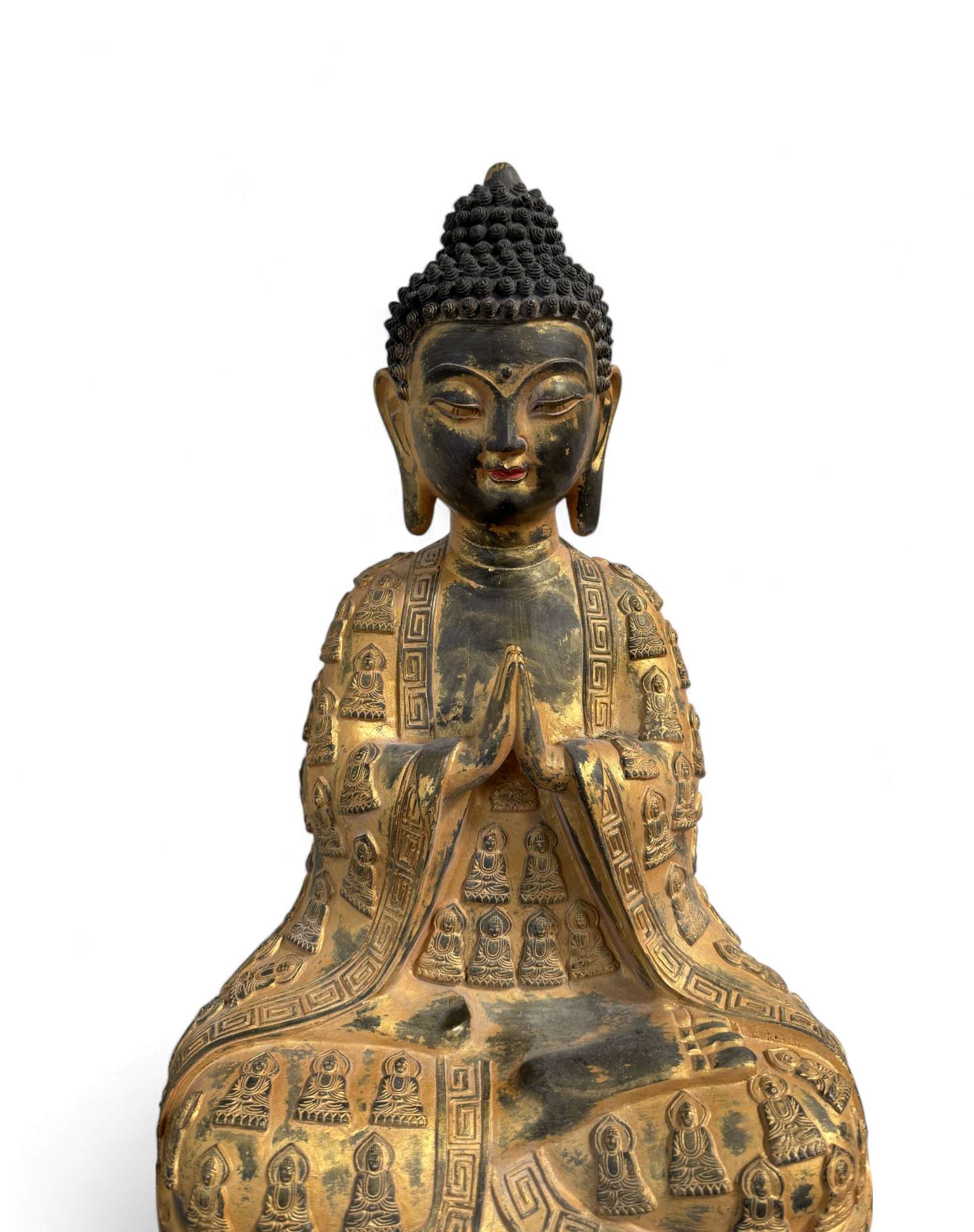 Buddha Skulptur mit Anjali Mudra aus Bronze - 41 cm groß