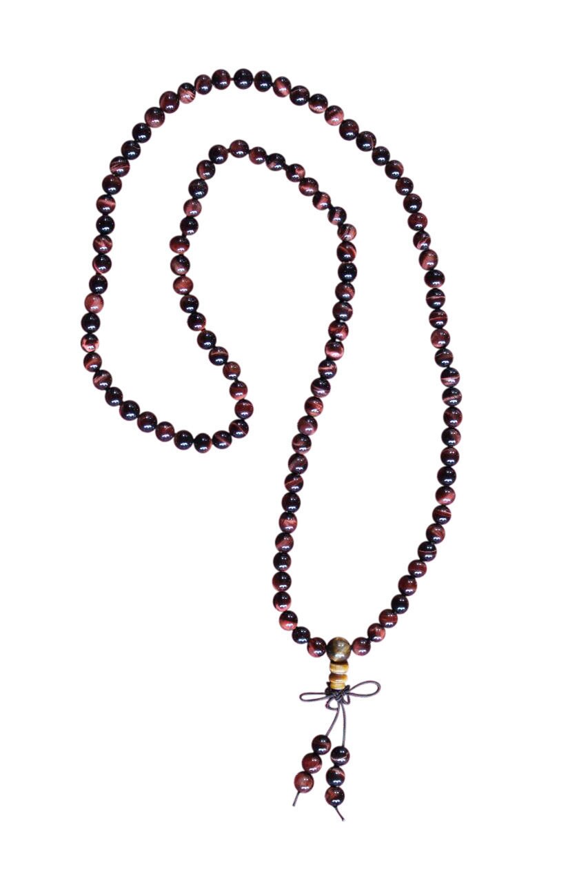 Mala Meditationskette mit roten Tigerauge-Perlen