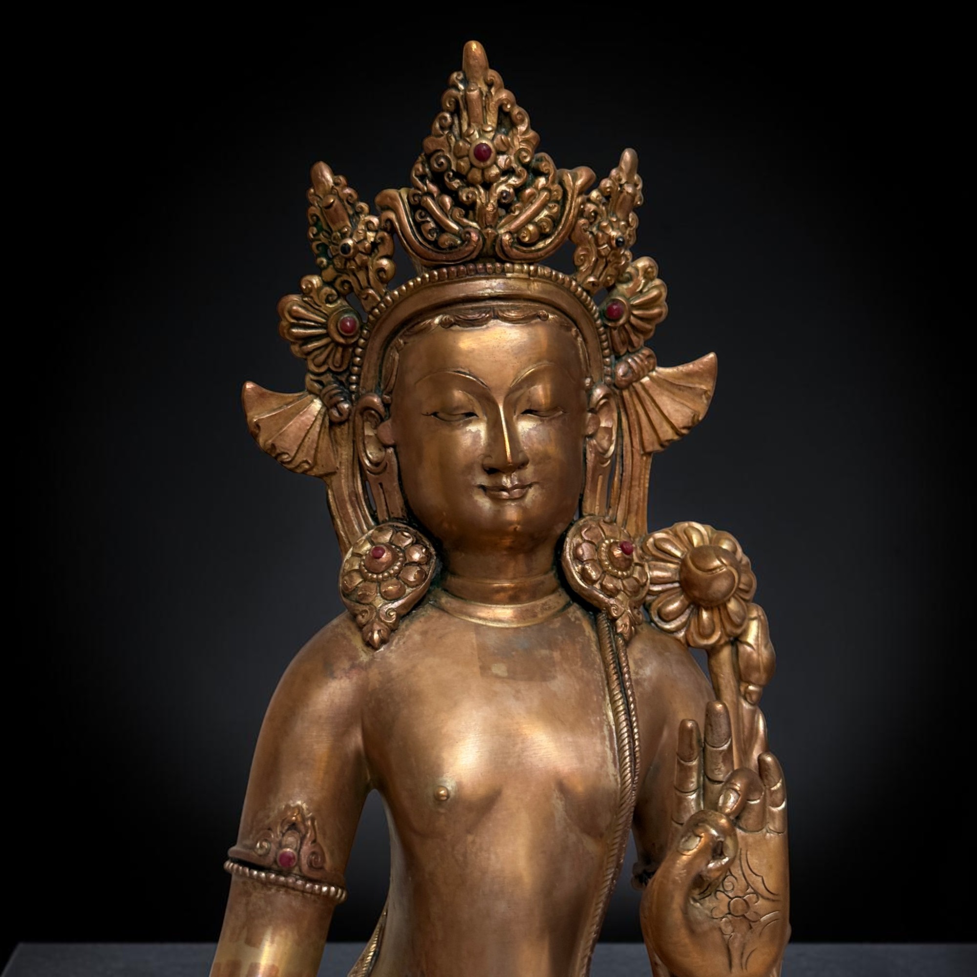 Padmapani Kupfer Bronze Statue Nepal Skulptur 53 cm groß