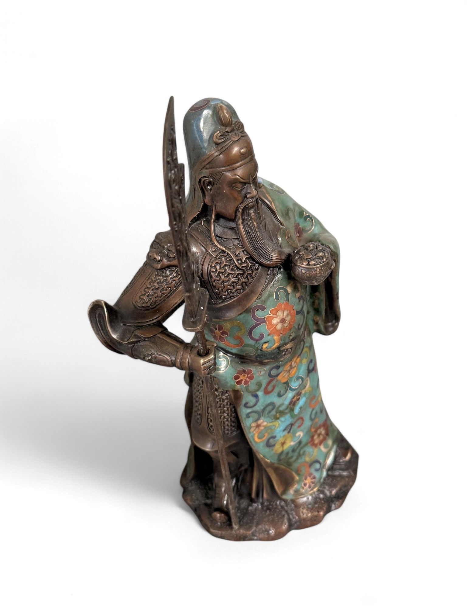 General Guan Yu China Bronze Krieger Figur Cloisonne Skulptur