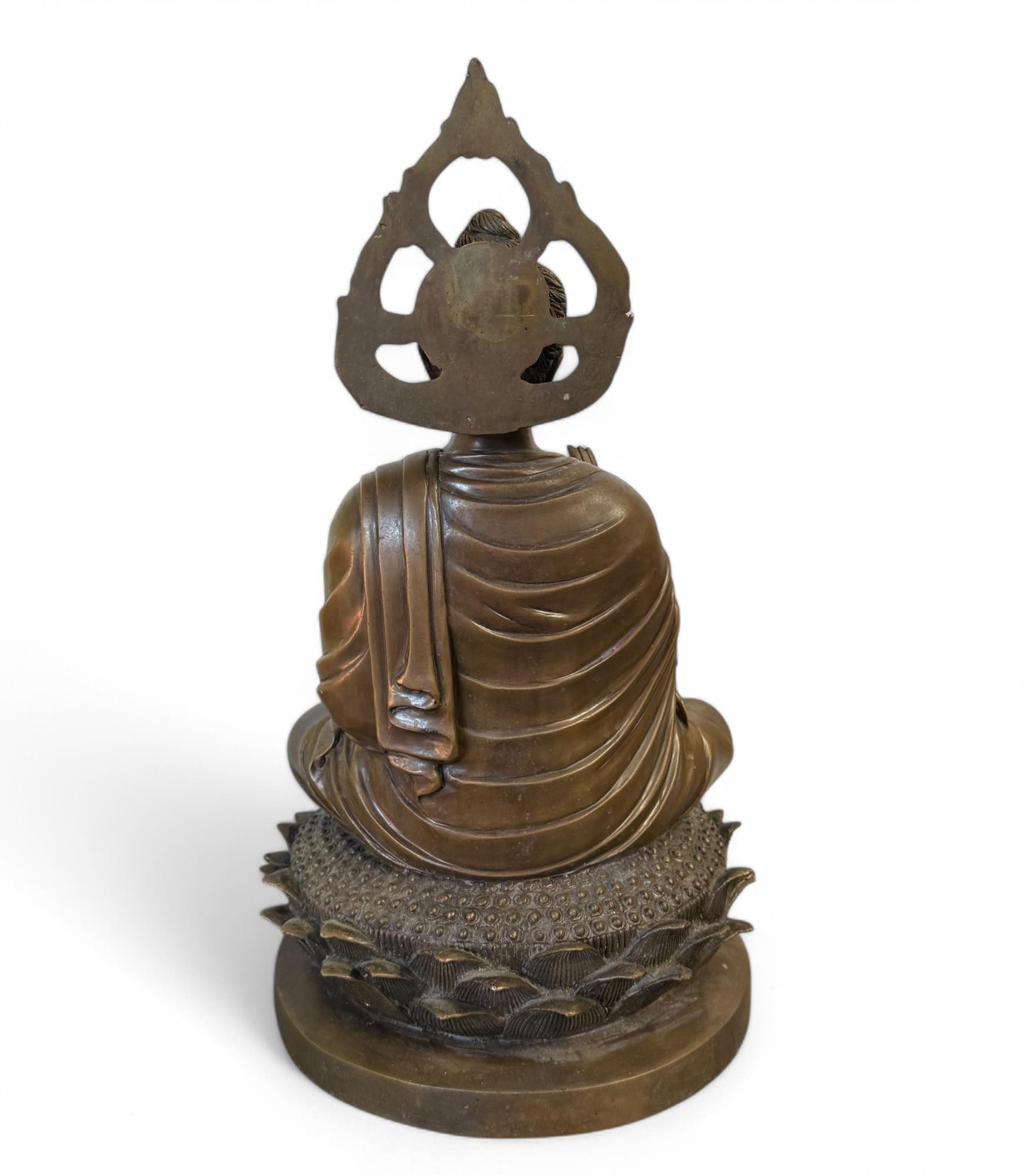 Gandhara Bronze Buddha Skulptur mit Aureole 43 cm
