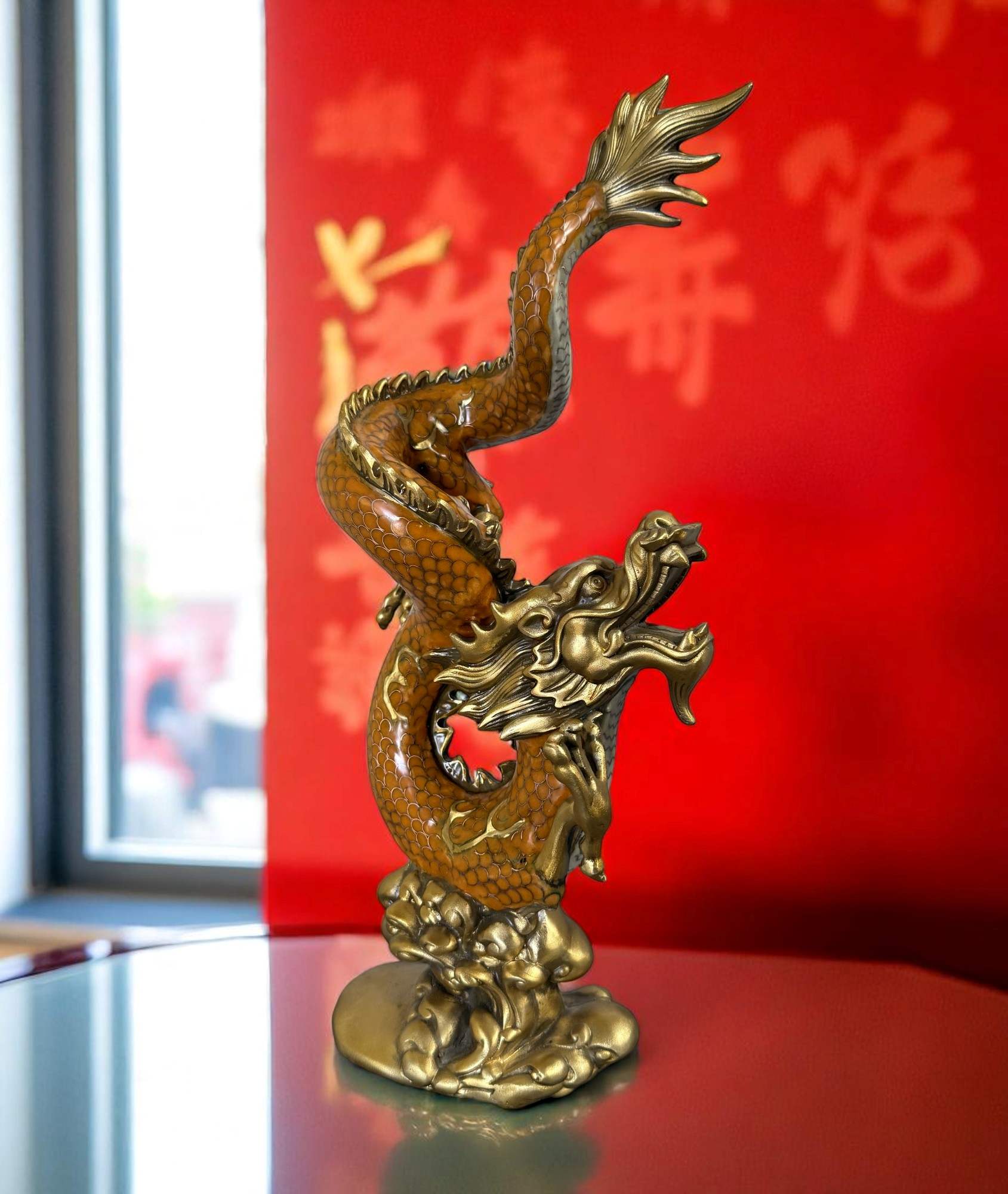 China Drachen Skulptur Bronze Figur Cloisonne 40 cm
