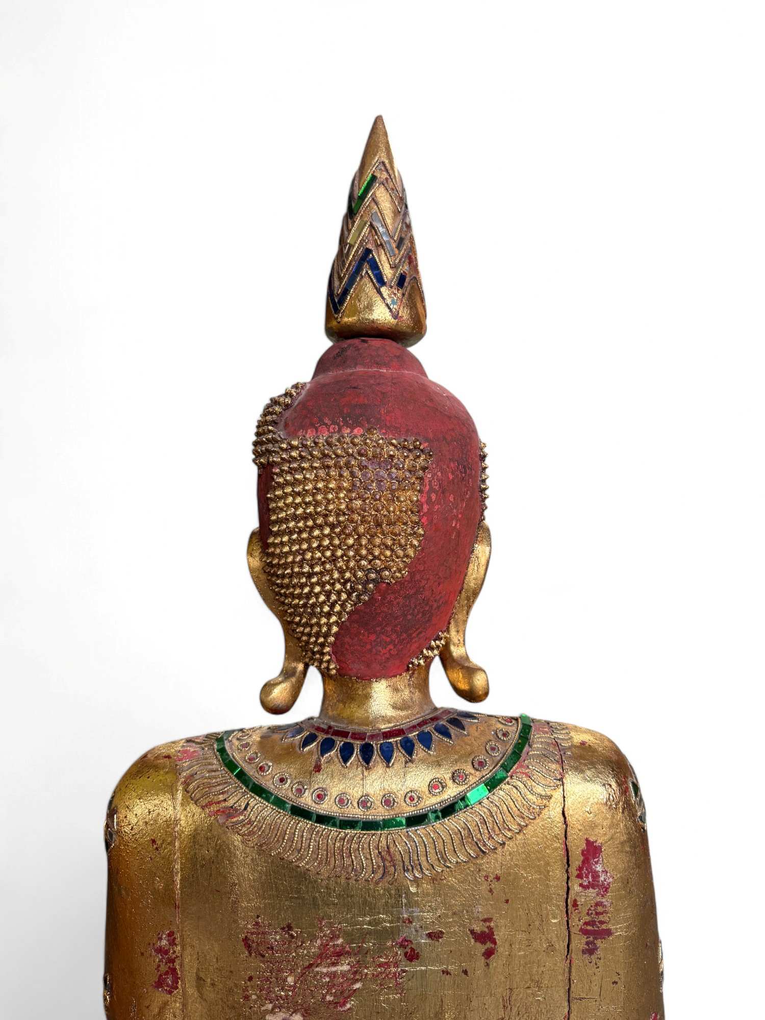 Alte Buddha Statue Thailand Holz Figur blattvergoldet 182 cm