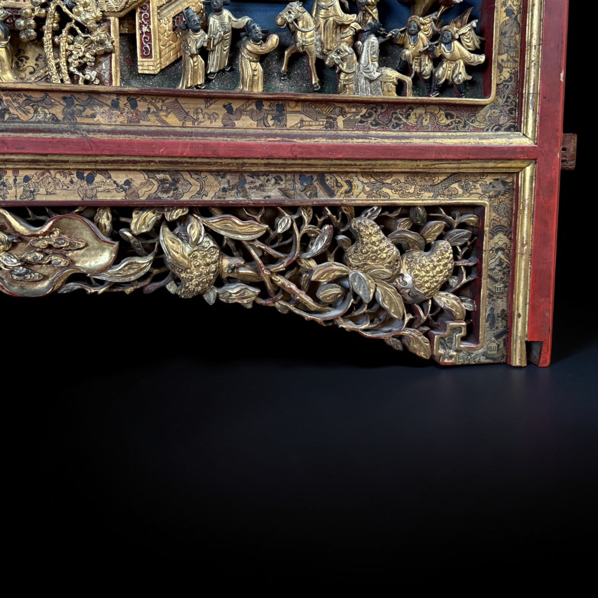 Monumentales Holz Relief - chinesische Schnitzerei aus Nachlass