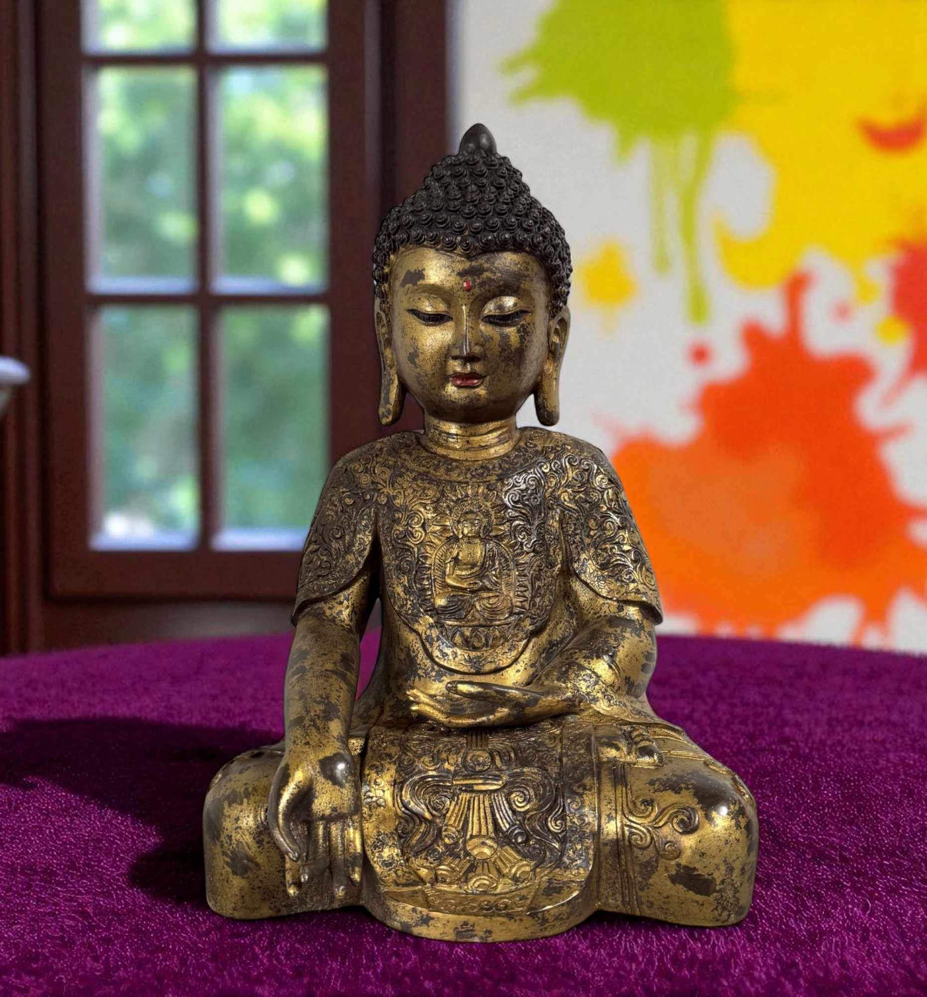 Bronze-Buddha Figur 40  cm – Vitarka Mudra – Tibet China