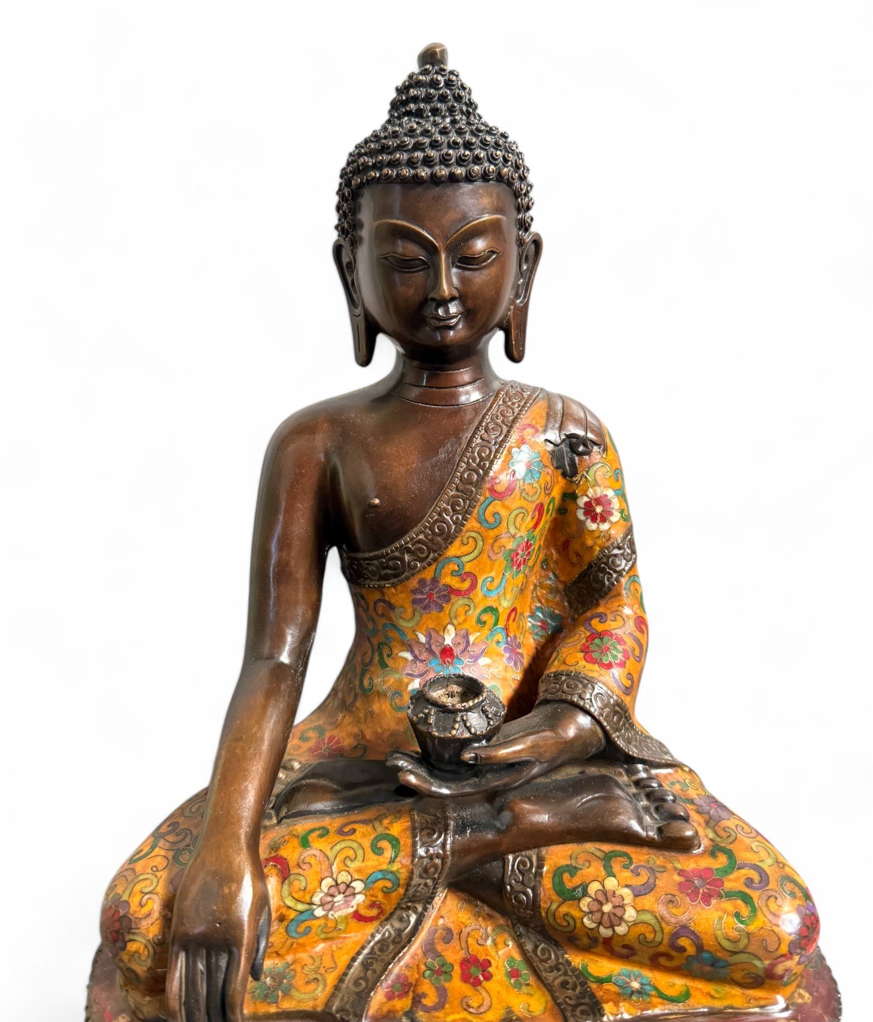 Cloisonné Buddha Figur Bronze Siddharta - 43,5 cm groß