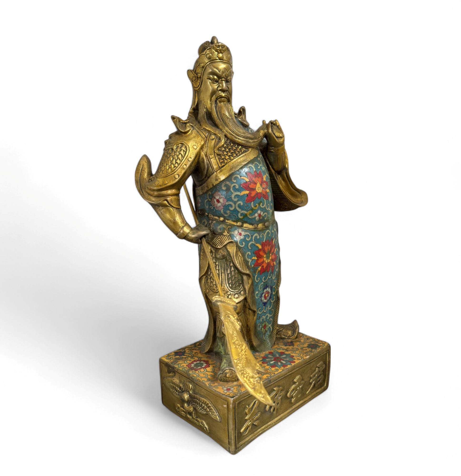 General Guan Yu China Bronze Krieger Figur Cloisonne Skulptur