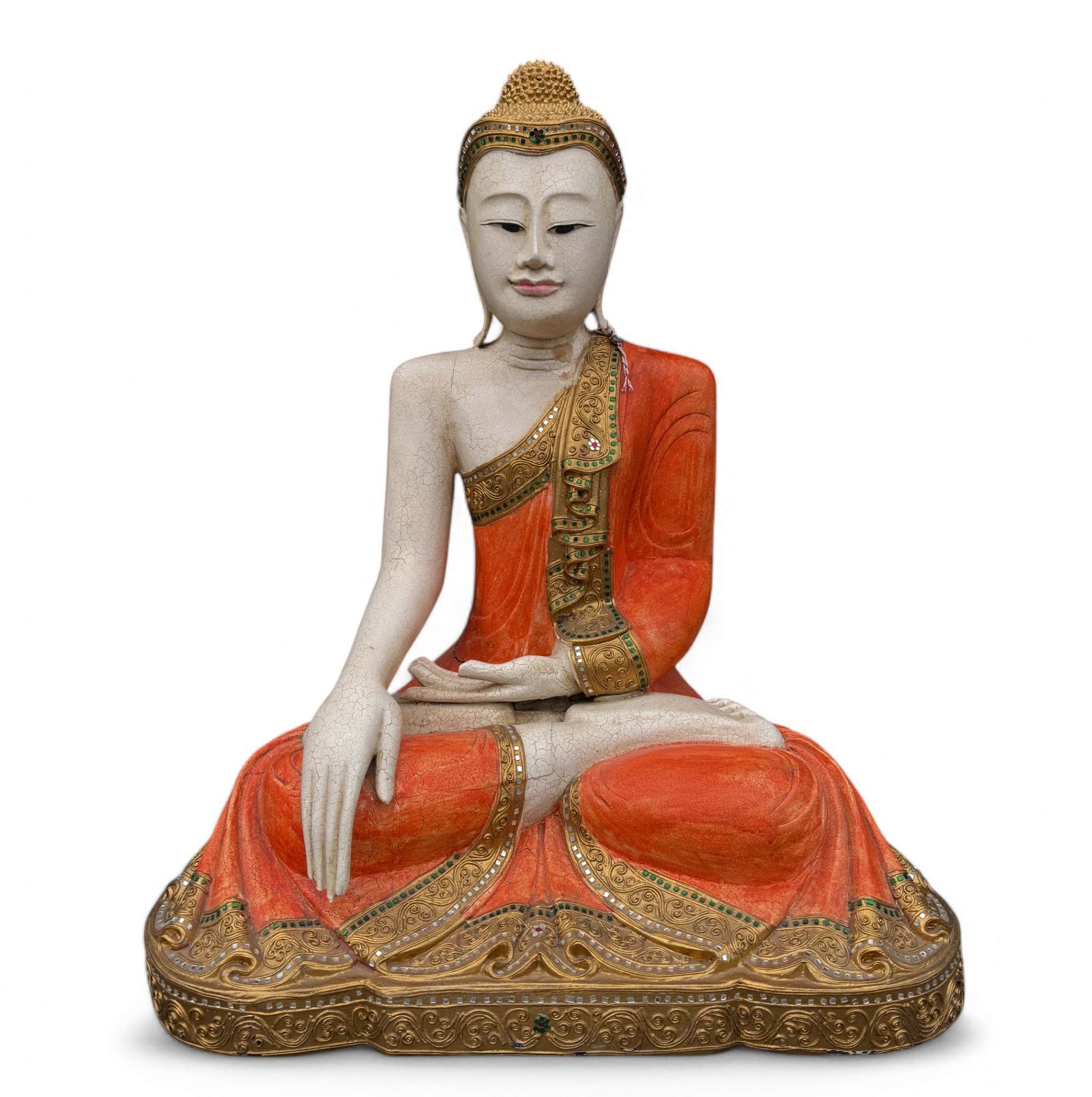 Holz Buddha Statue Thailand Skulptur 90 cm groß