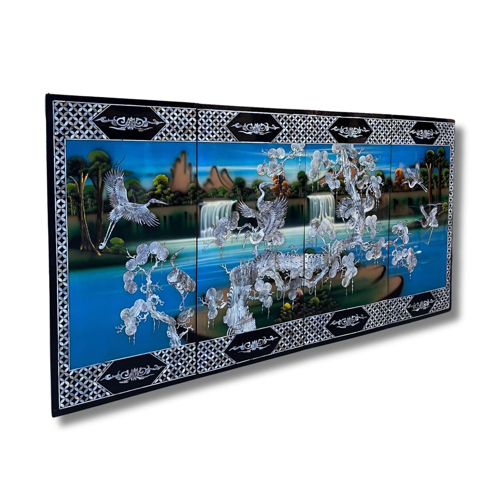 Asiatisches Wandbild Holz Lackbild Perlmutt Wanddeko Asiatisches Wandbild Holz Lackbild Perlmutt Wanddeko