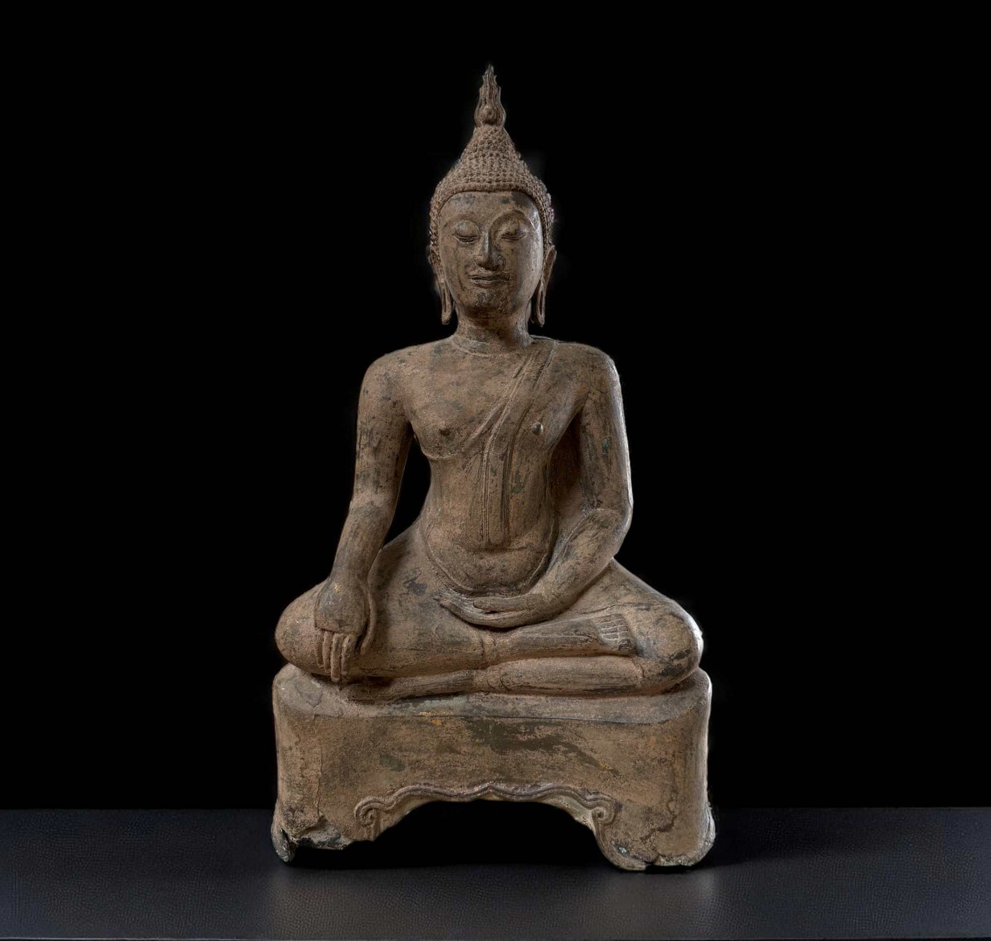 Bronze Buddha Figur 44 cm – Shakyamuni in Bhumisparsha Mudra