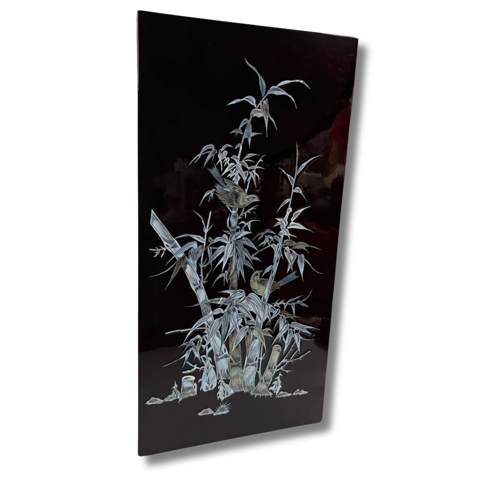 Asiatisches Wandbild Holz Lackbild Perlmutt mit Vögel Asiatisches Wandbild Holz Lackbild Perlmutt mit Vögel