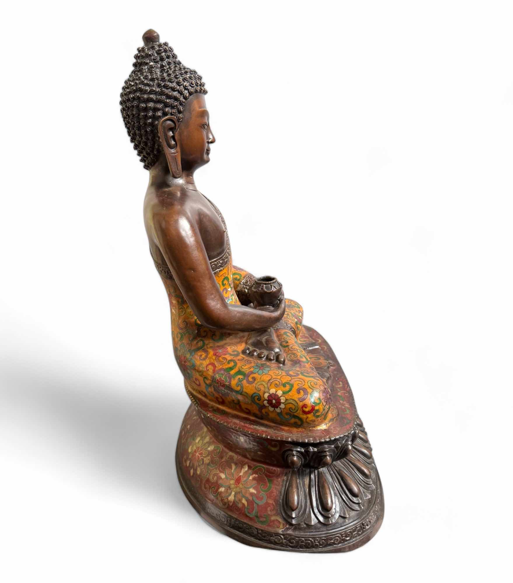 Buddha Figur Bronze China Cloisonne Skulptur 44cm groß