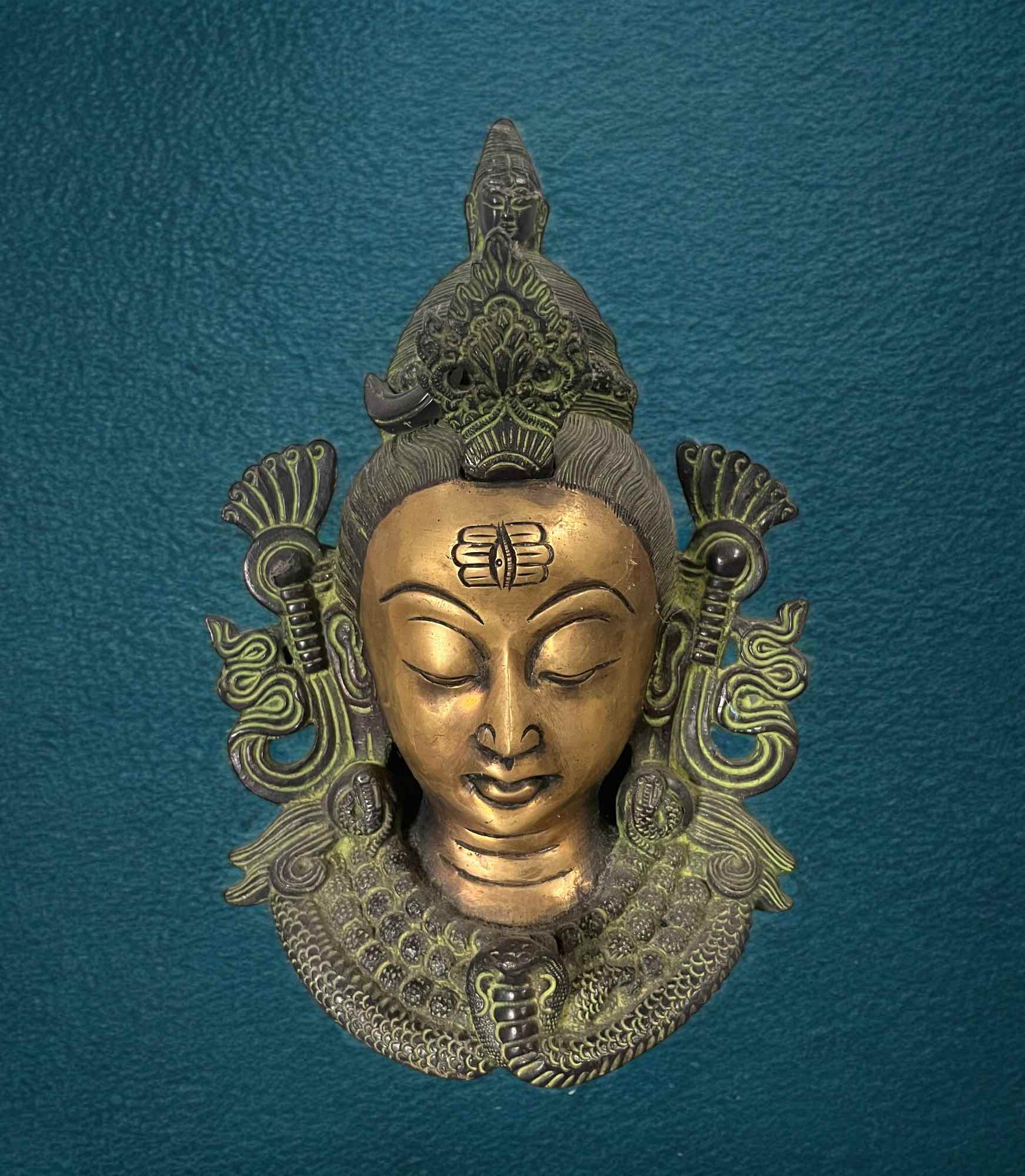 Shiva Wandmaske Nepal Bronze Skulptur 26 cm