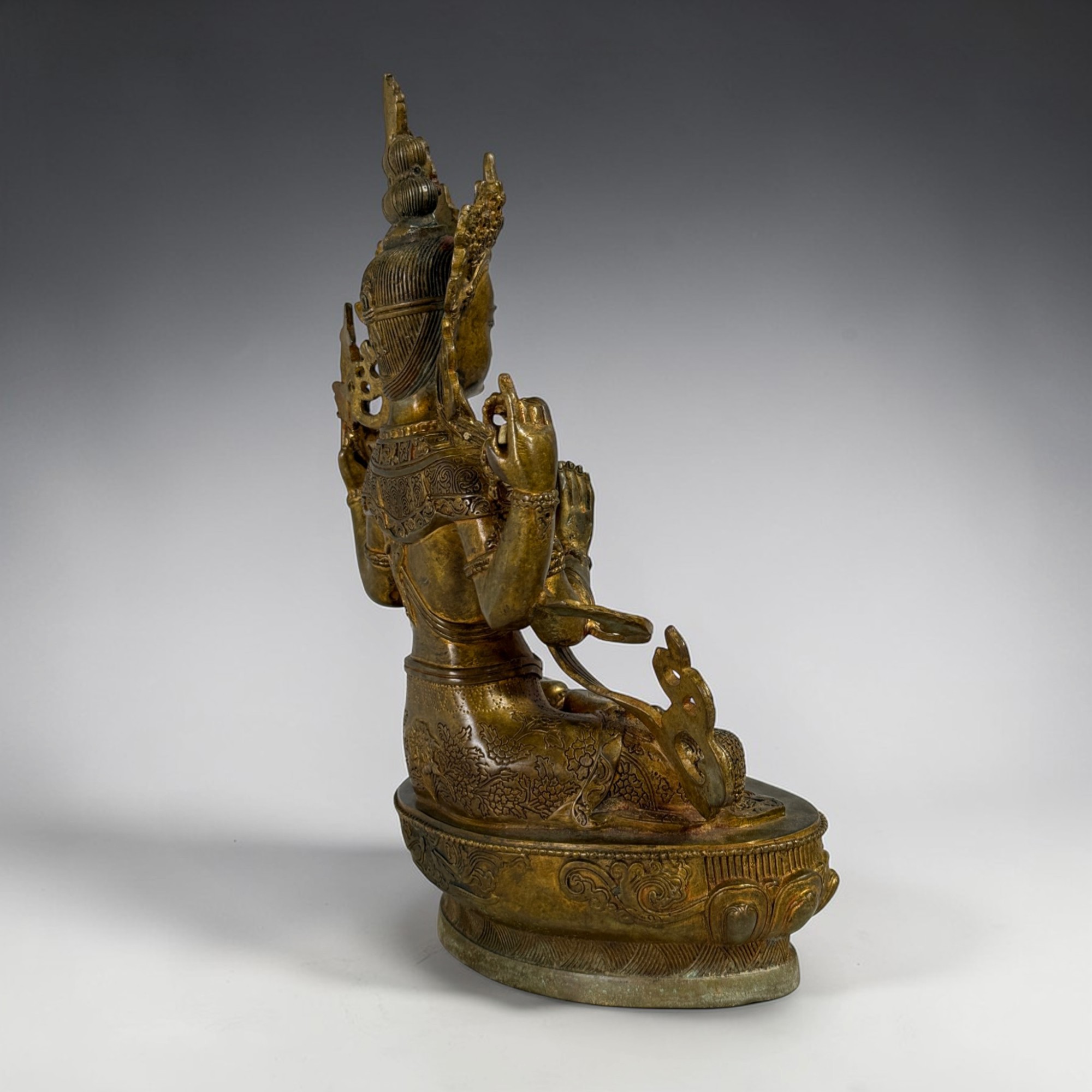 Buddha Figur Bronze Chenrezig Avalokiteshvara - 29 cm groß
