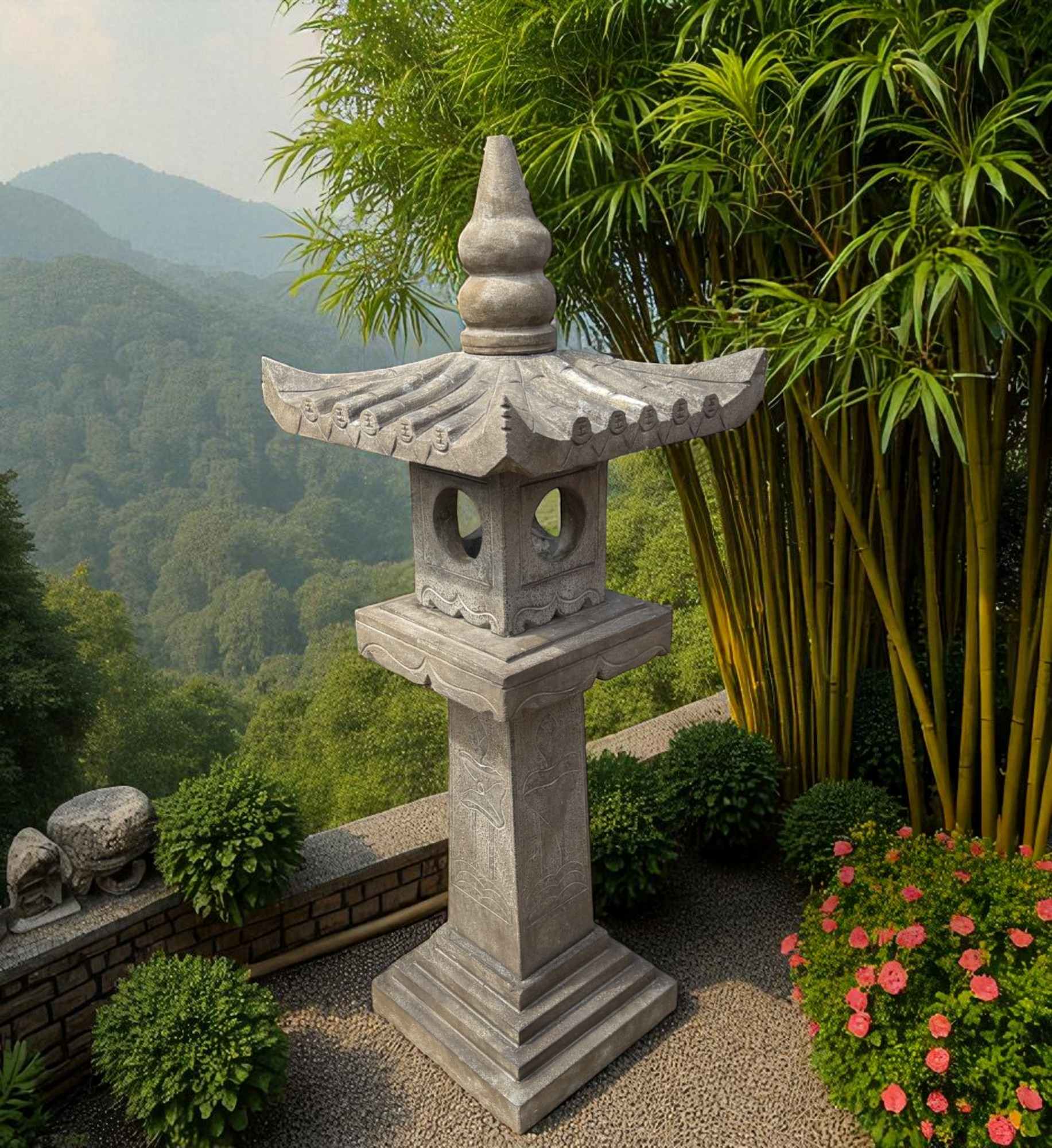 Chinesisches Geisterhaus Steinlaterne China Pagode 100 cm