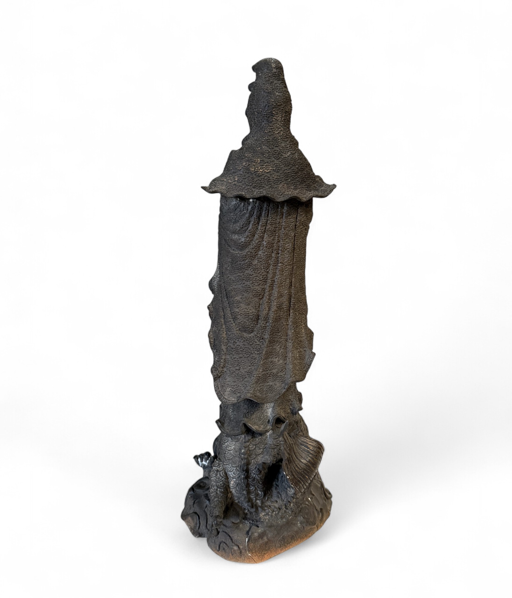 Buddha Figur Bronze Guanyin auf Drache 49cm groß