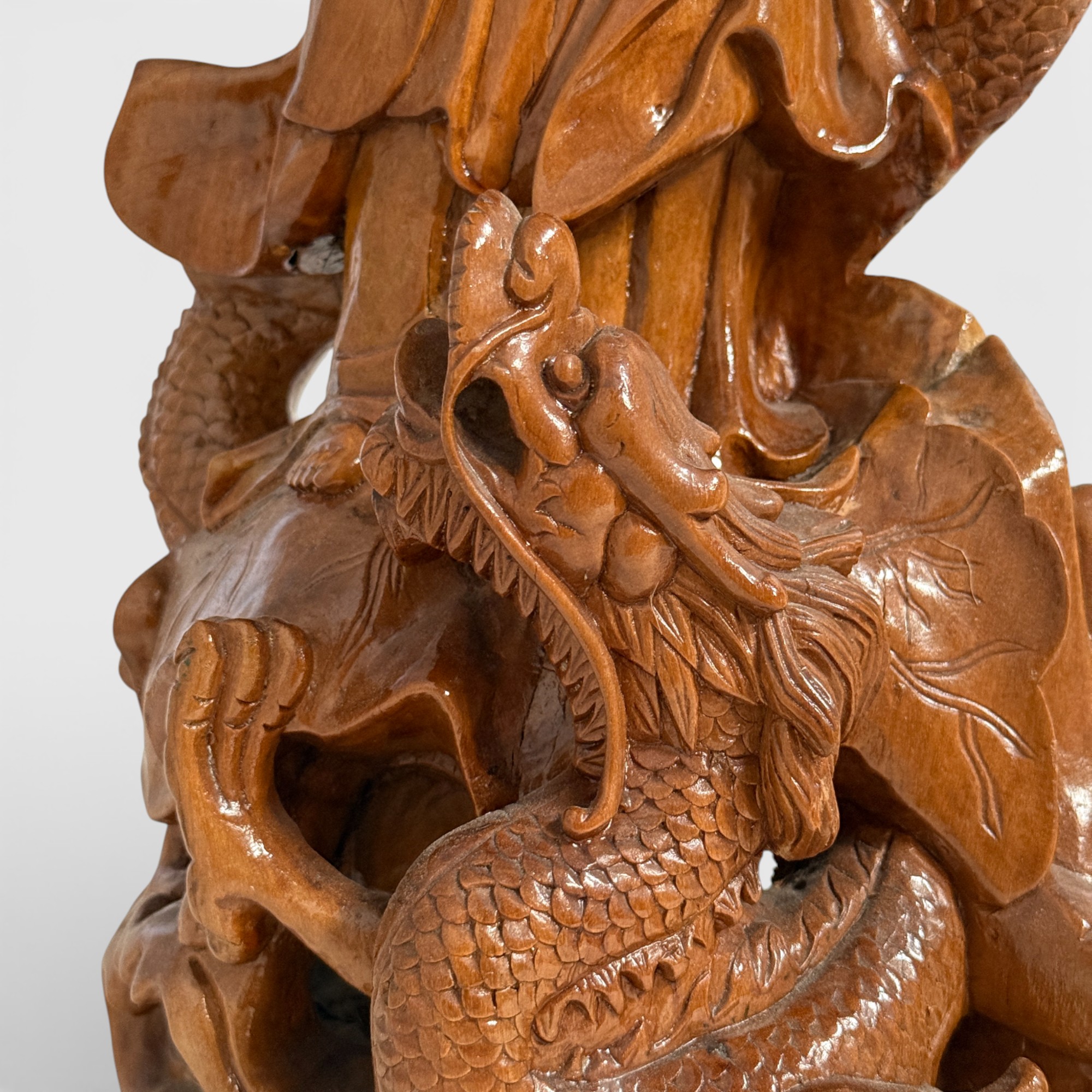 Holz Buddha Statue Guan Yin Skulptur 47 cm groß