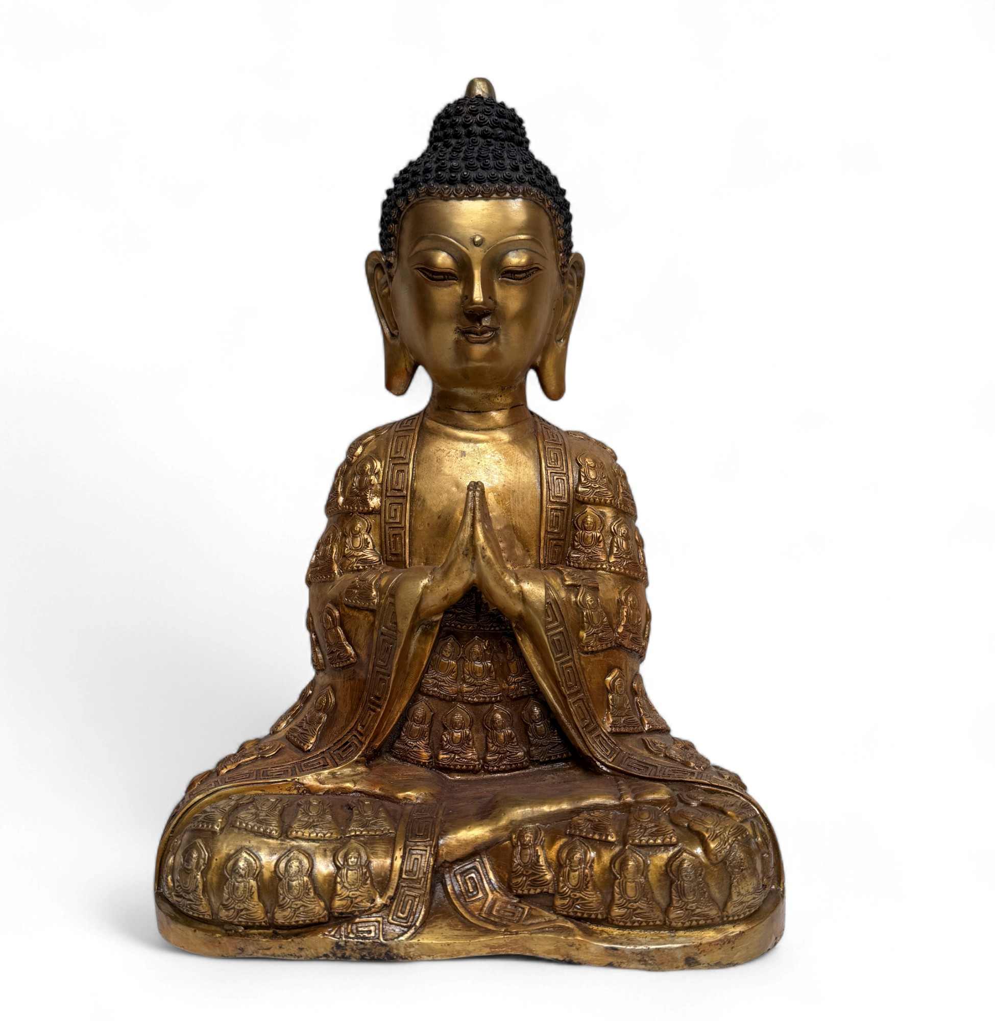 Buddha Skulptur mit Anjali Mudra aus Bronze - 40 cm groß