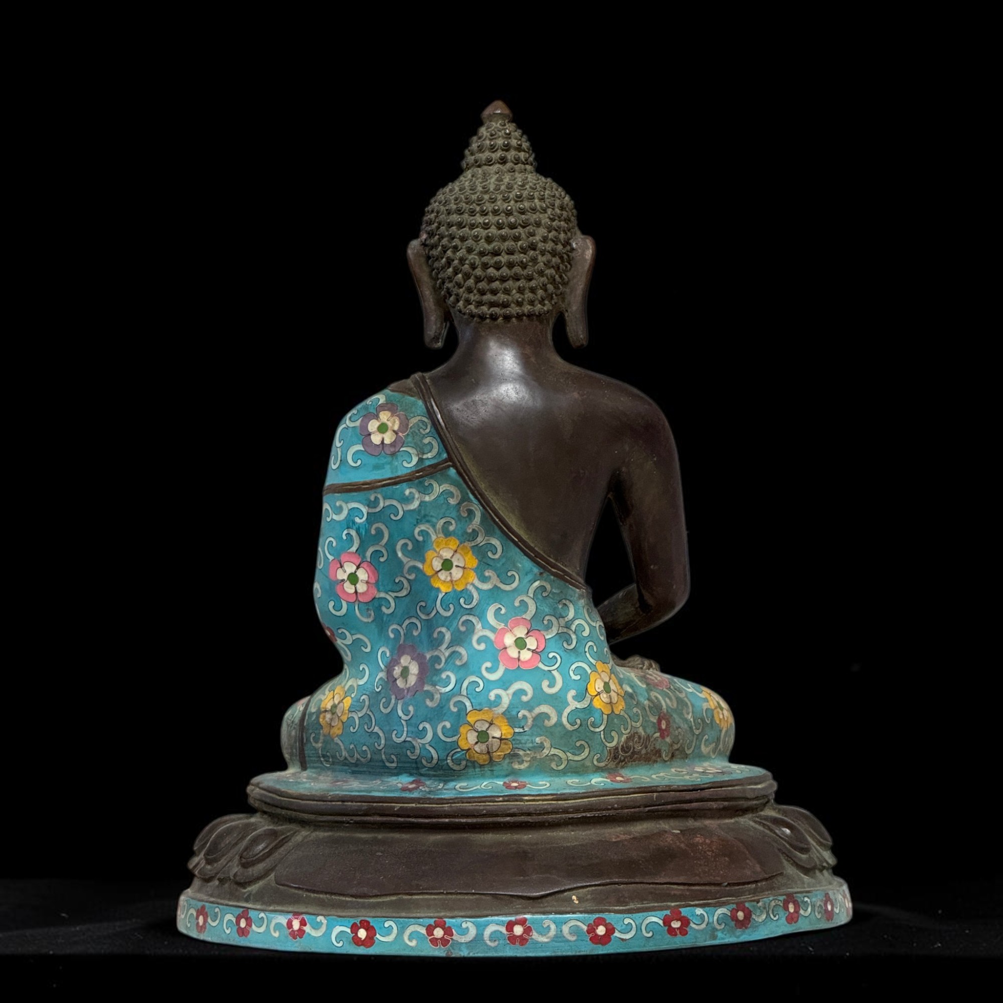 Buddha Figur Bronze China Cloisonne Skulptur 40 cm groß
