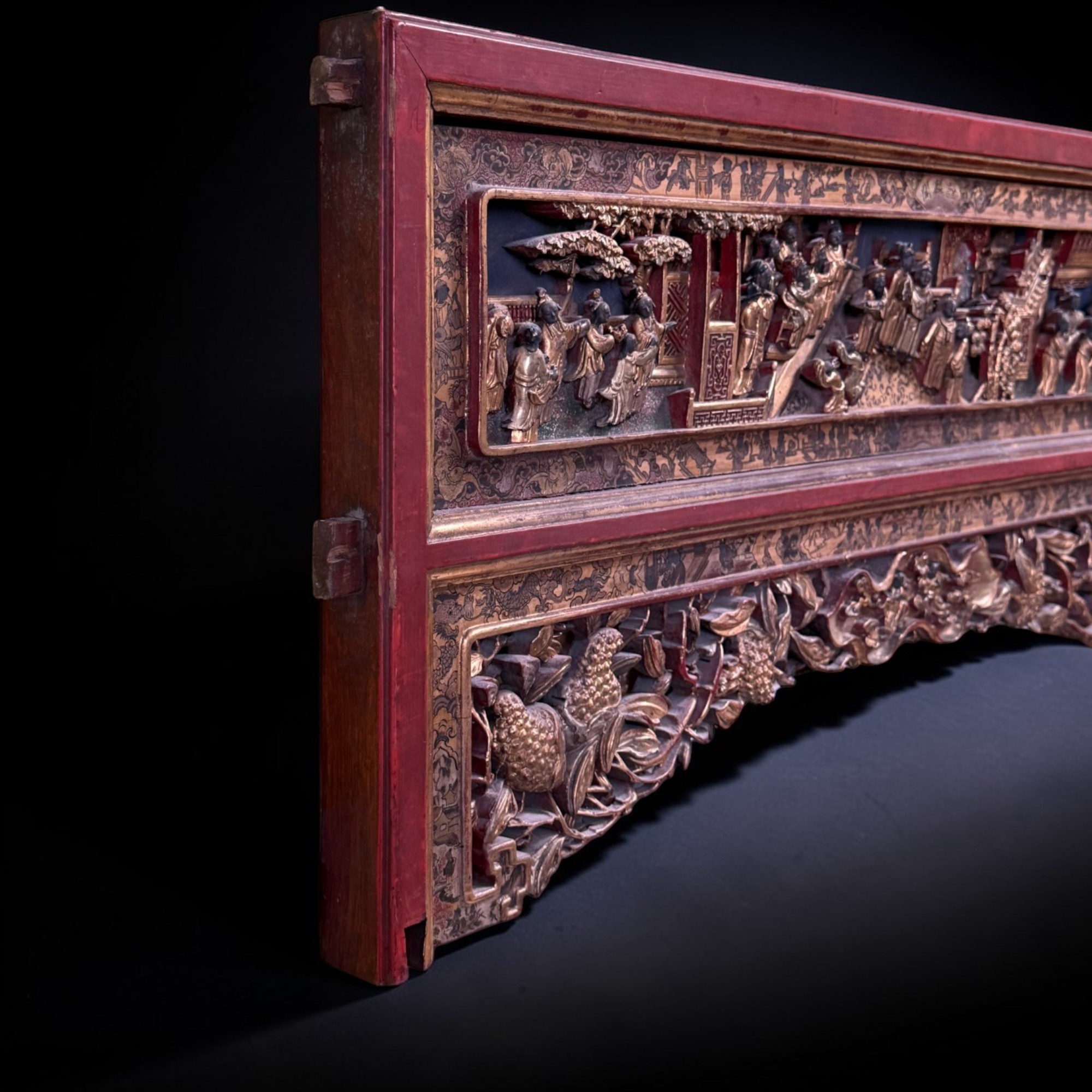 Monumentales Holz Relief - chinesische Schnitzerei aus Nachlass