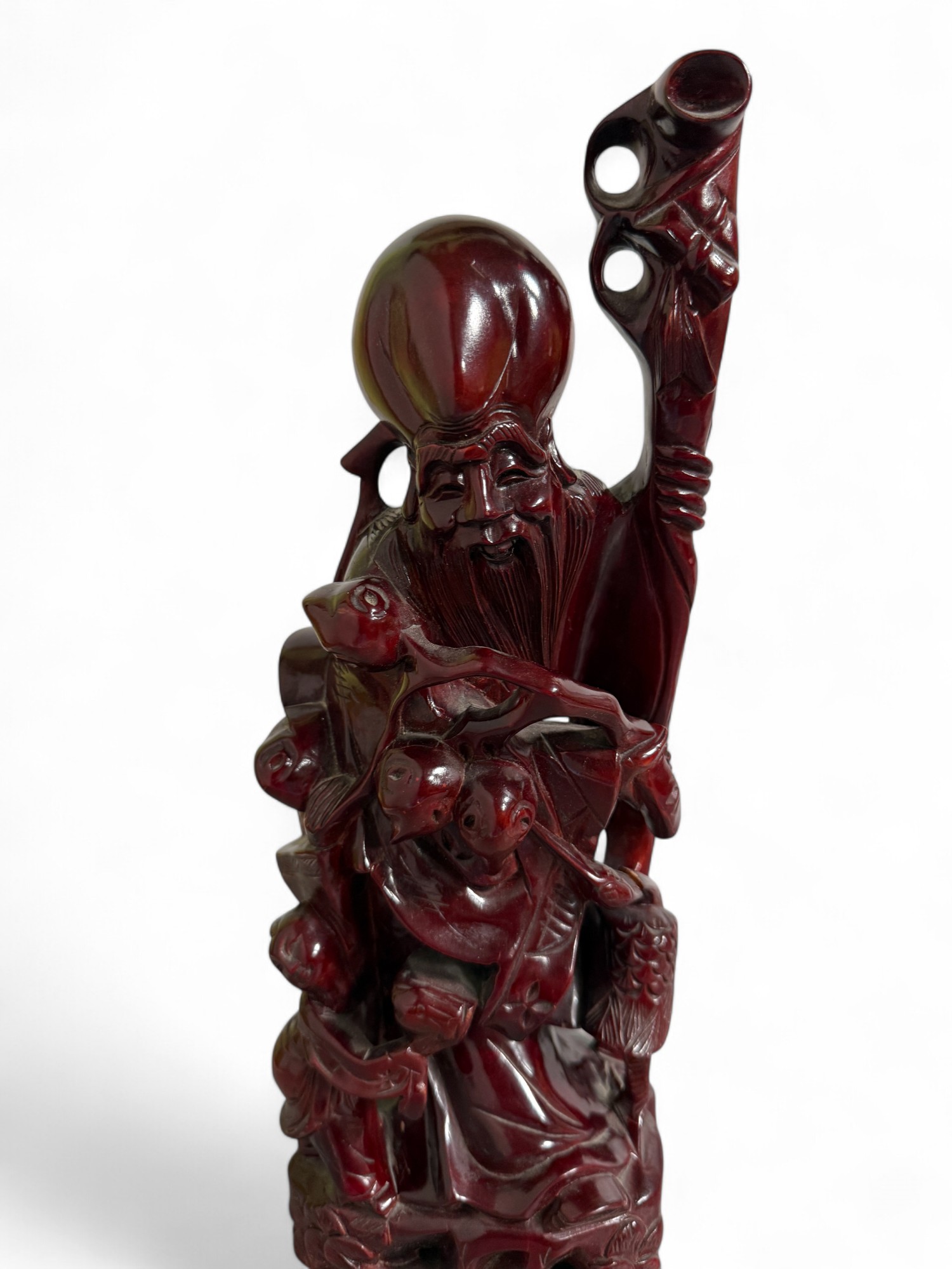 Gott des Langen Lebens China Figur Shou Holz Schnitzerei chinesisch