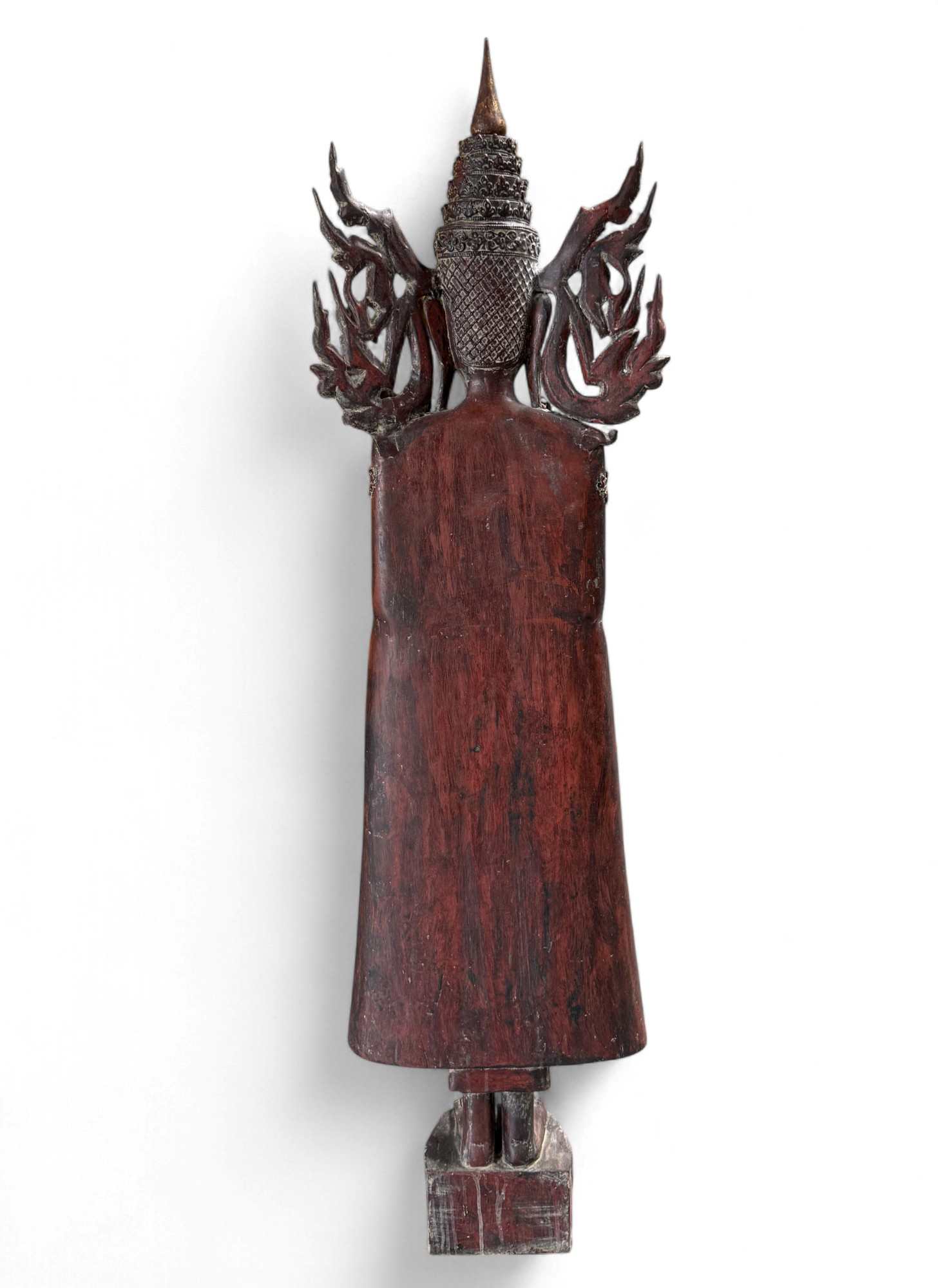 Königs-Buddha Statue Birma Teak Holz Skulptur Wunschgewährungs Geste