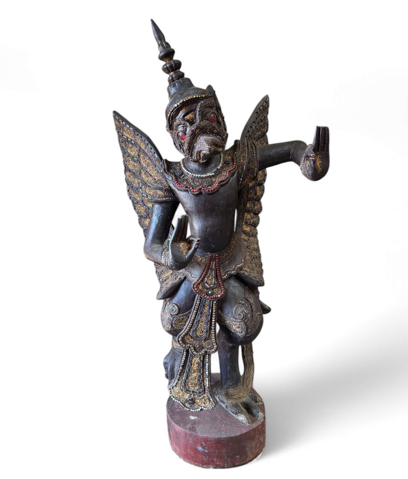 Alte Garuda Skulptur Teak Holz asiatischer Götterbote, Burma Alte Garuda Skulptur Teak Holz asiatischer Götterbote, Burma