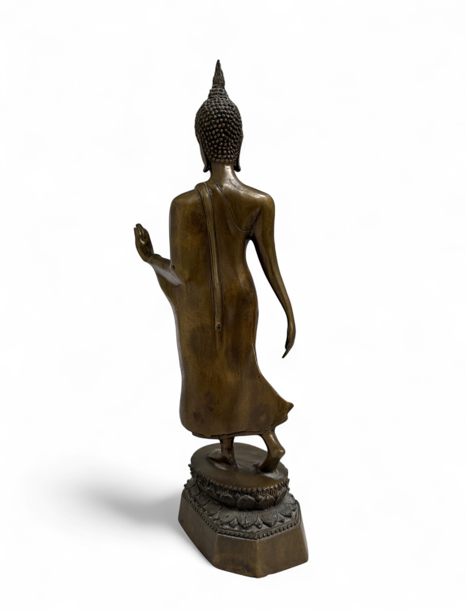 Walking Buddha Figur Bronze aus Thailand 41cm groß