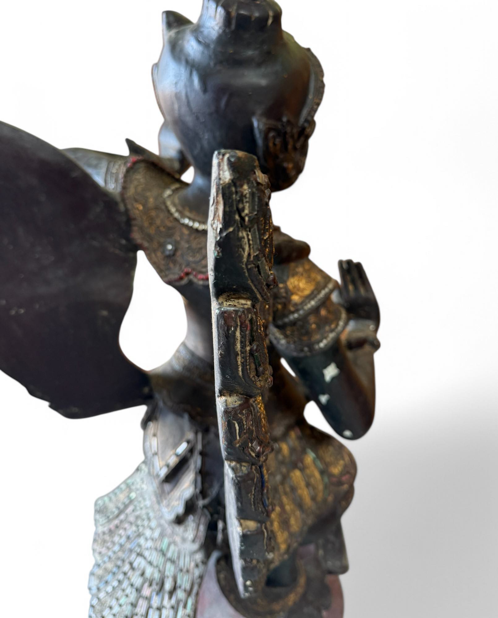 Alte Garuda Skulptur Teak Holz asiatischer Götterbote, Burma