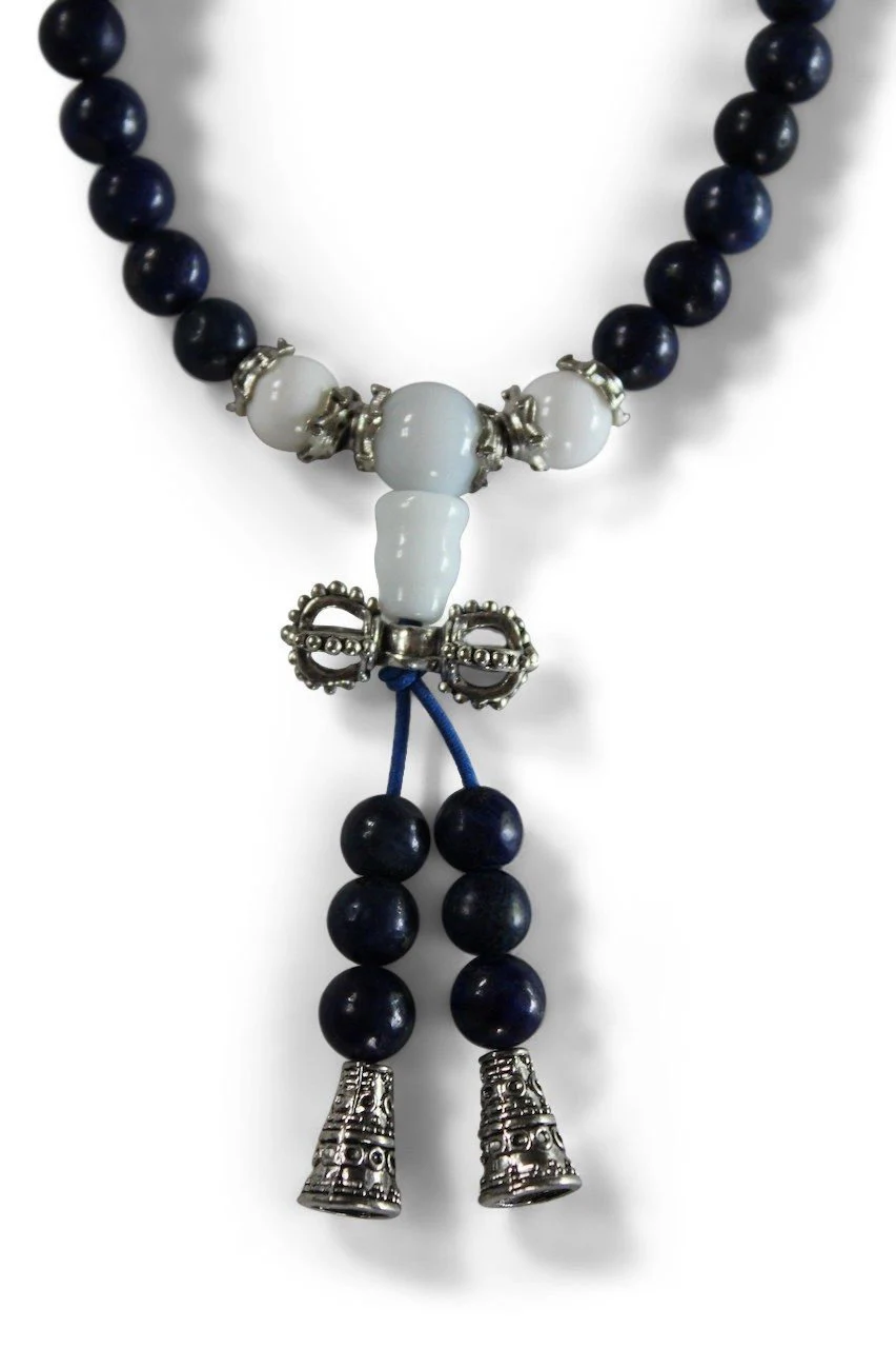 Buddhistische Halskette Mala, Lapislazuli mit Dorje