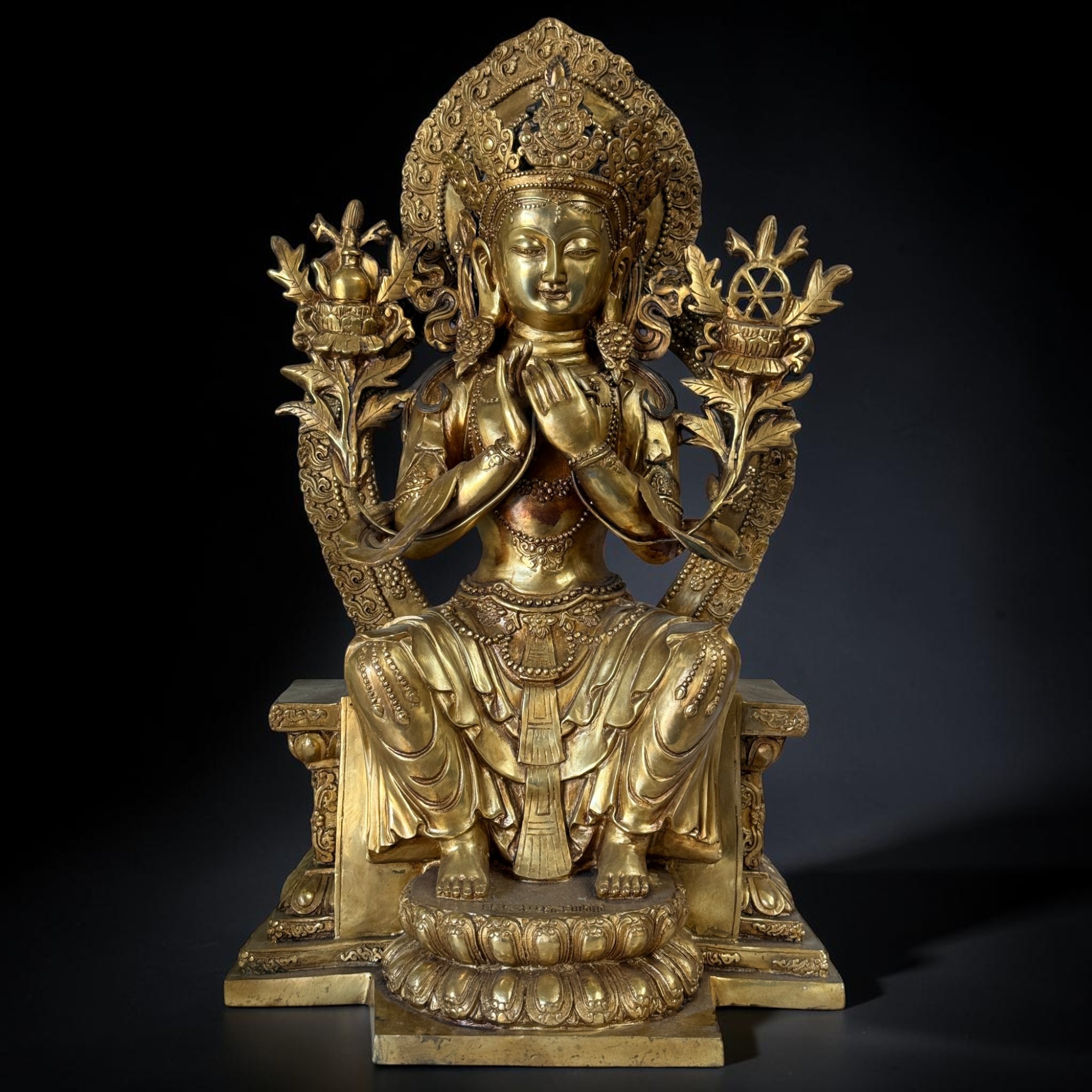 Buddha der Zukunft Maitreya Figur aus Bronze – 65 cm – Tibet-China Grenzregion