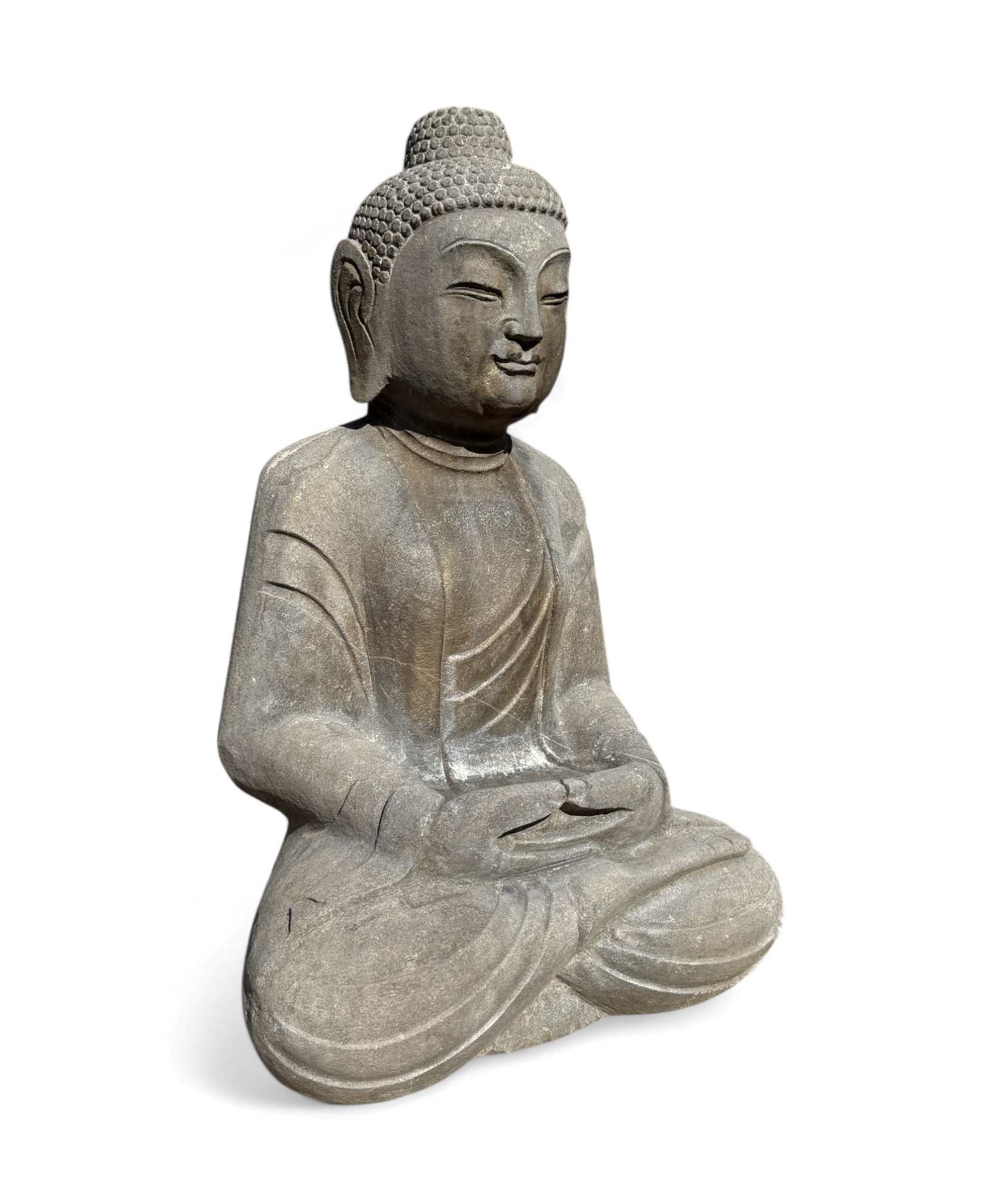 Garten Buddha Statue Naturstein Figur Meditations Geste