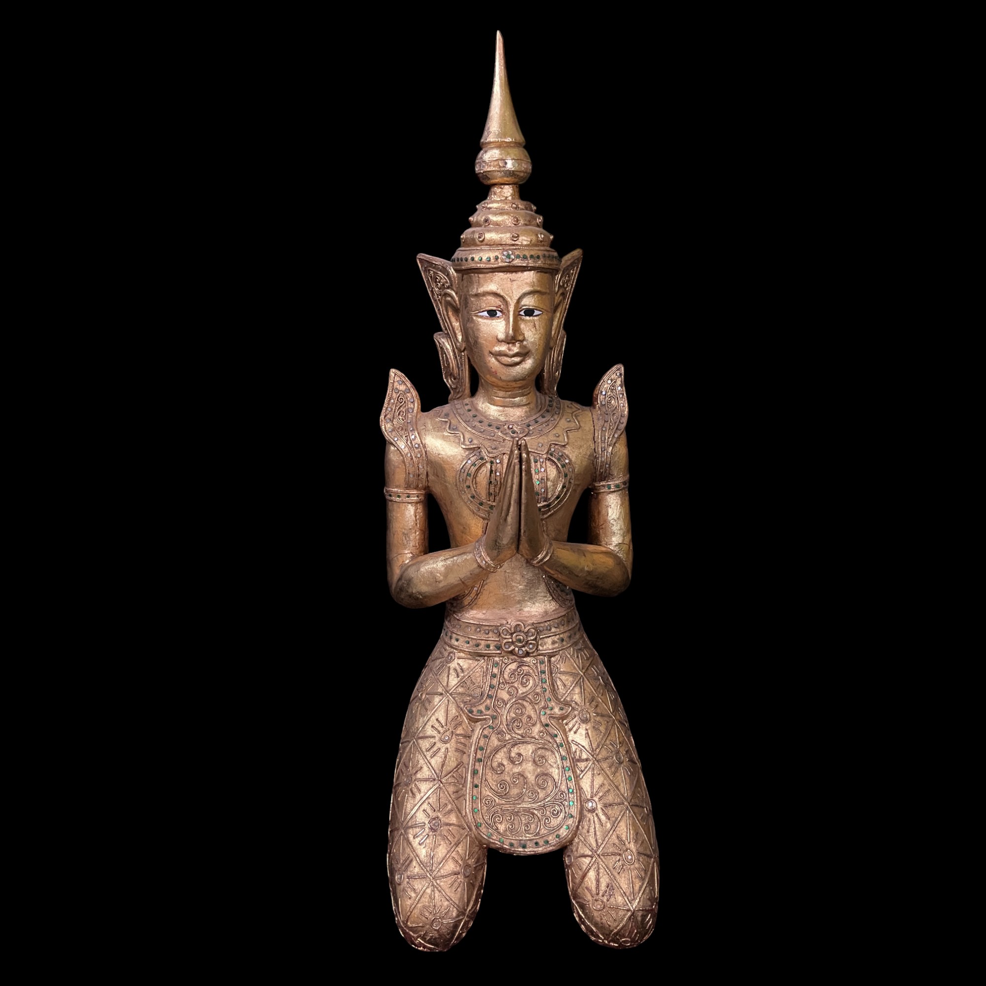 Thailändischer Tempelwächter Teppanom Holz Skulptur 94 cm
