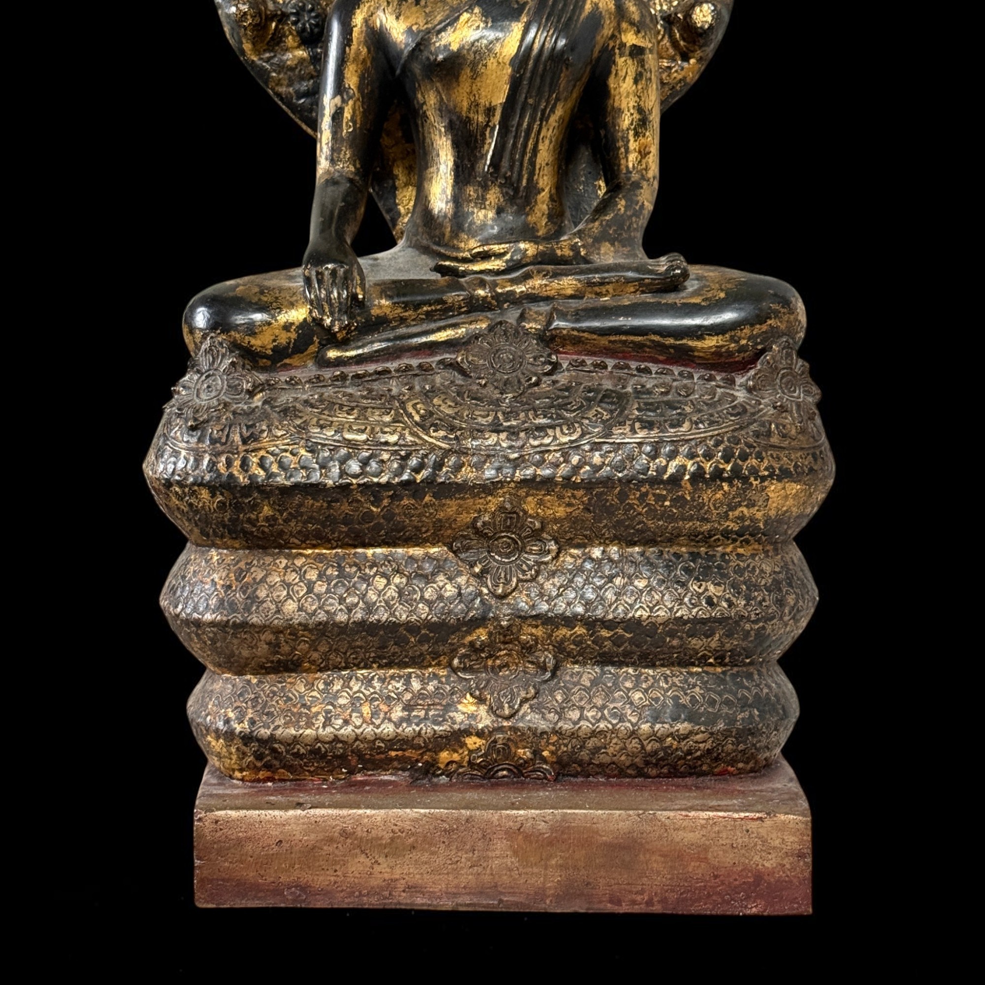 Naga Bronze Buddha Statue mit Mucalinda Schlange aus Burma