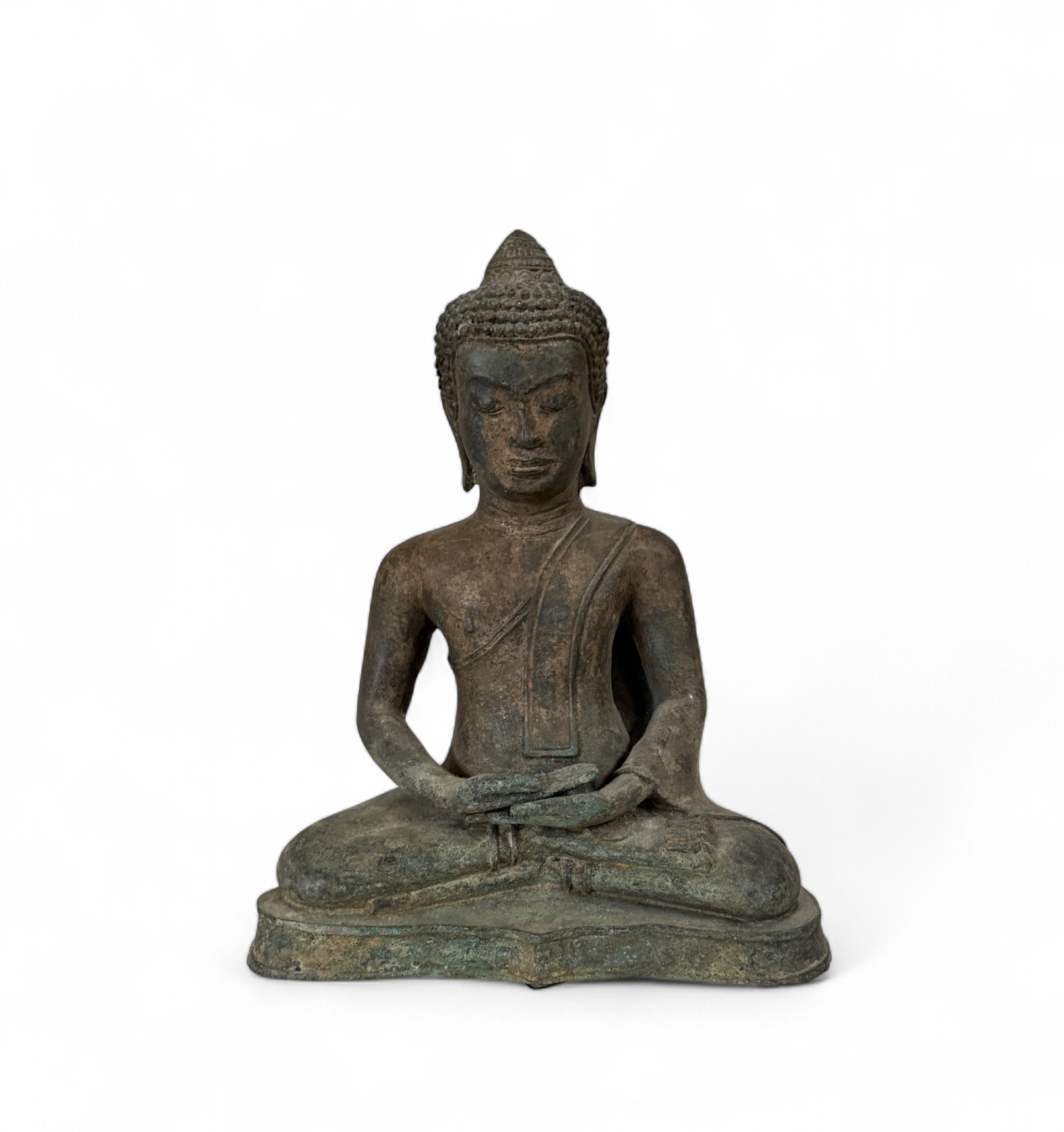 Bronze Buddha – Thailand – Dhyana Mudra – 28,5 cm – Meditationsfigur aus deutscher Sammlungsauflösung