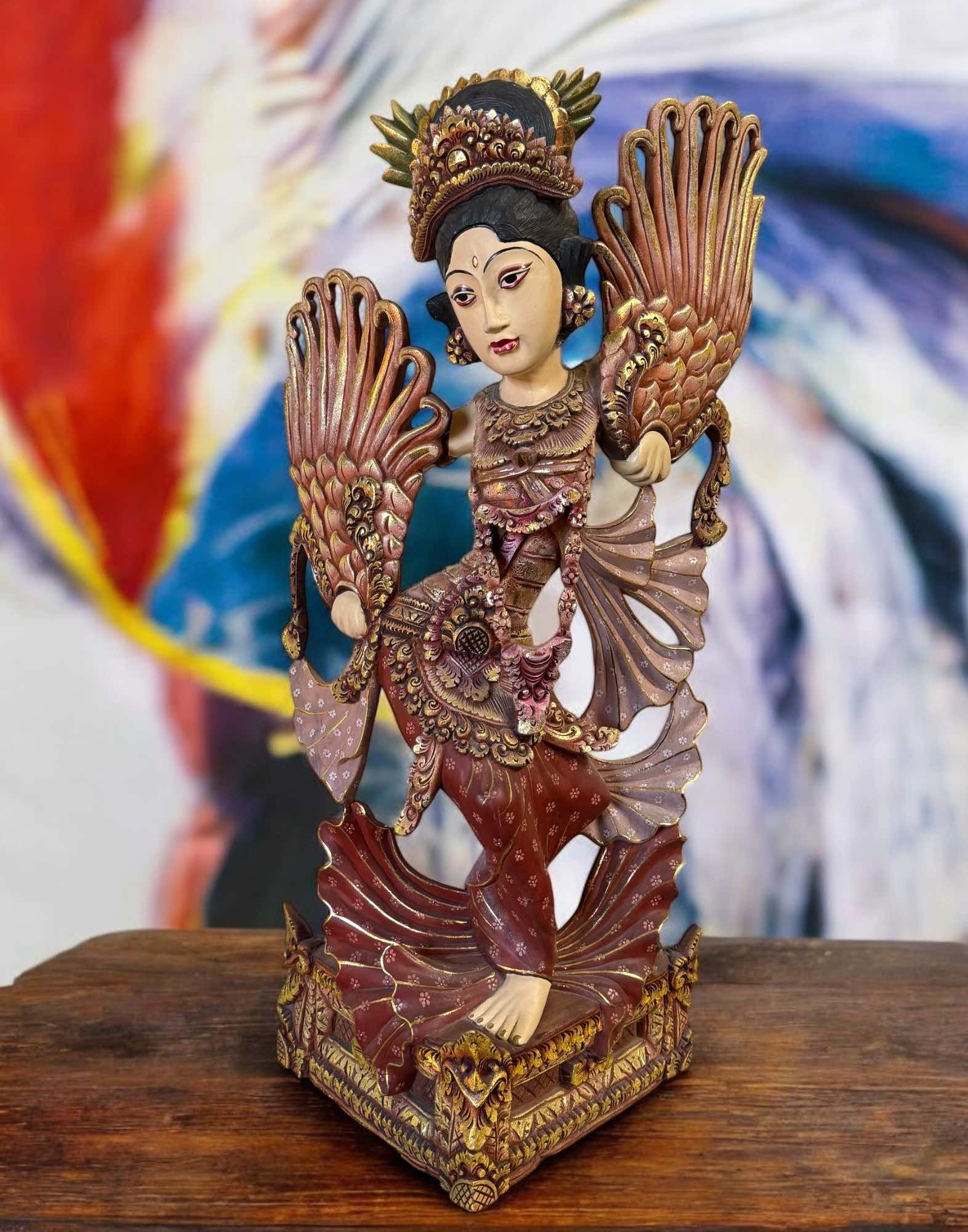Tempeltänzerin Holz Figur (80cm) Thailand Skulptur