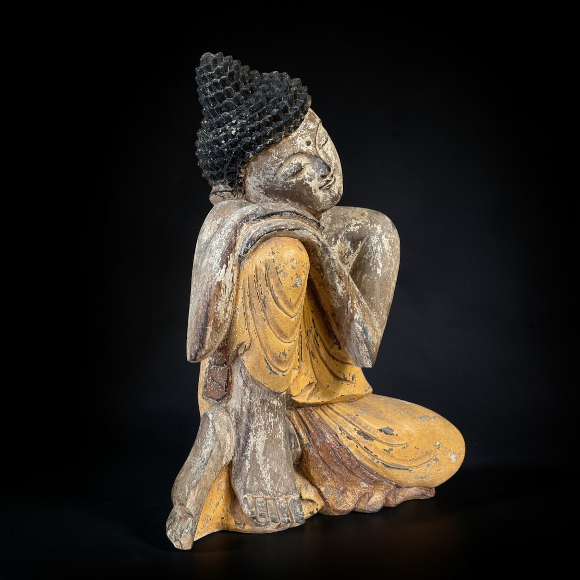 Ruhende Holz Buddha Figur - Relax - 53 cm groß