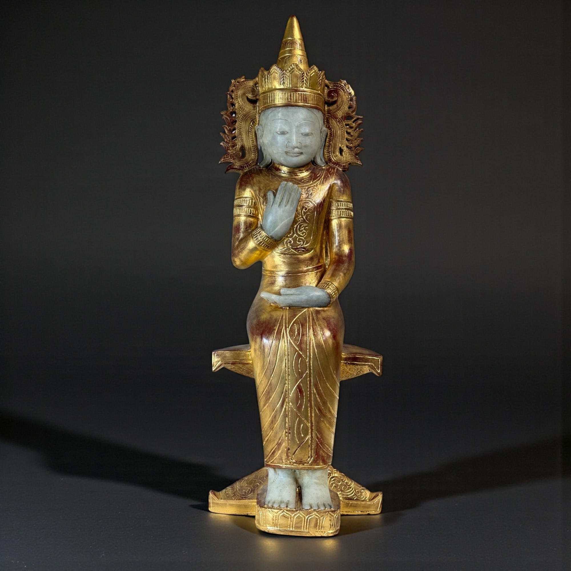 Burma Buddha Statue Alabaster Skulptur 89 cm groß