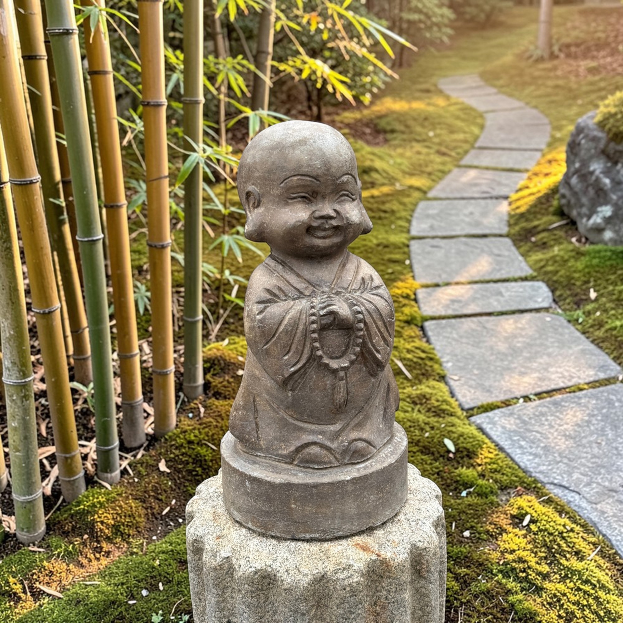 Garten Mönch Skulptur aus Naturstein - China - 39 cm groß