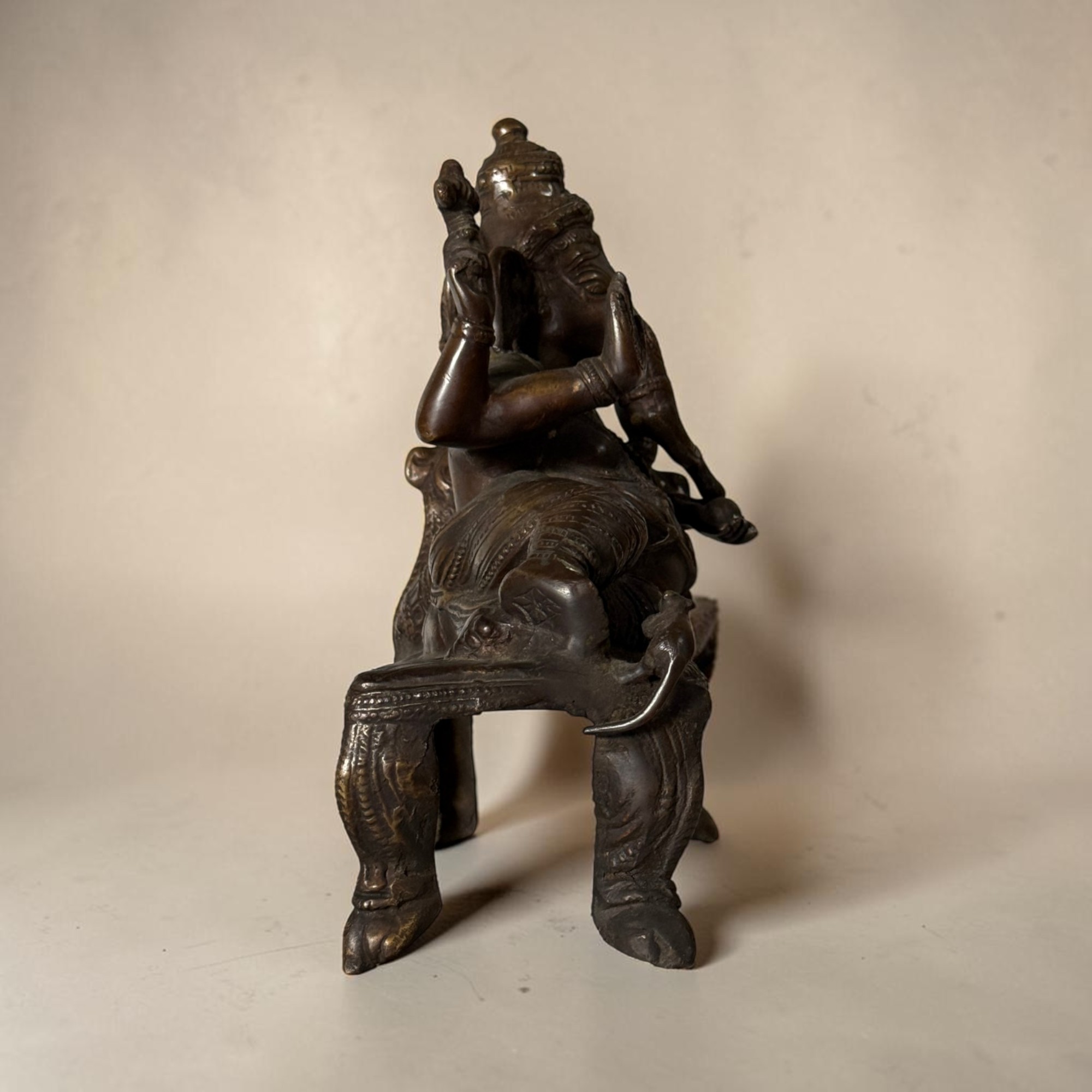 Alte Ganesha Figur Skulptur aus Bronze und Messing Indien 29cm 4,8kg