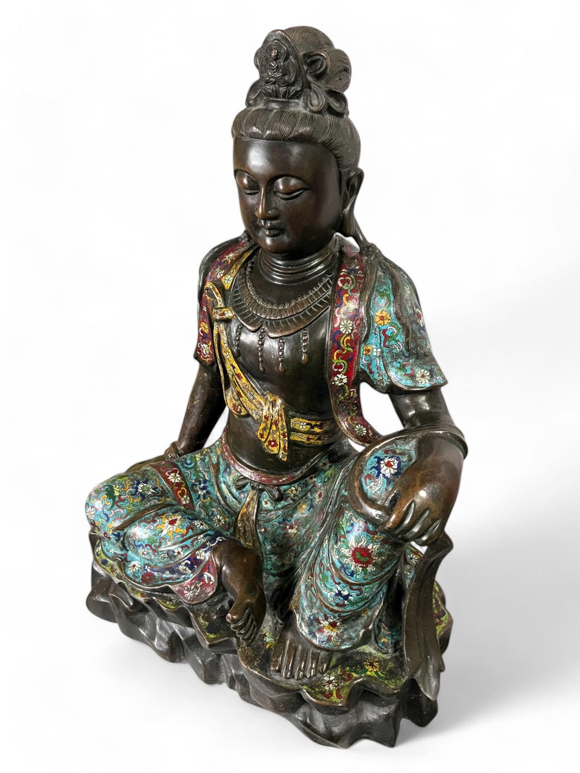 Guanyin Statue Cloisonne Bronze Bodhisattva China