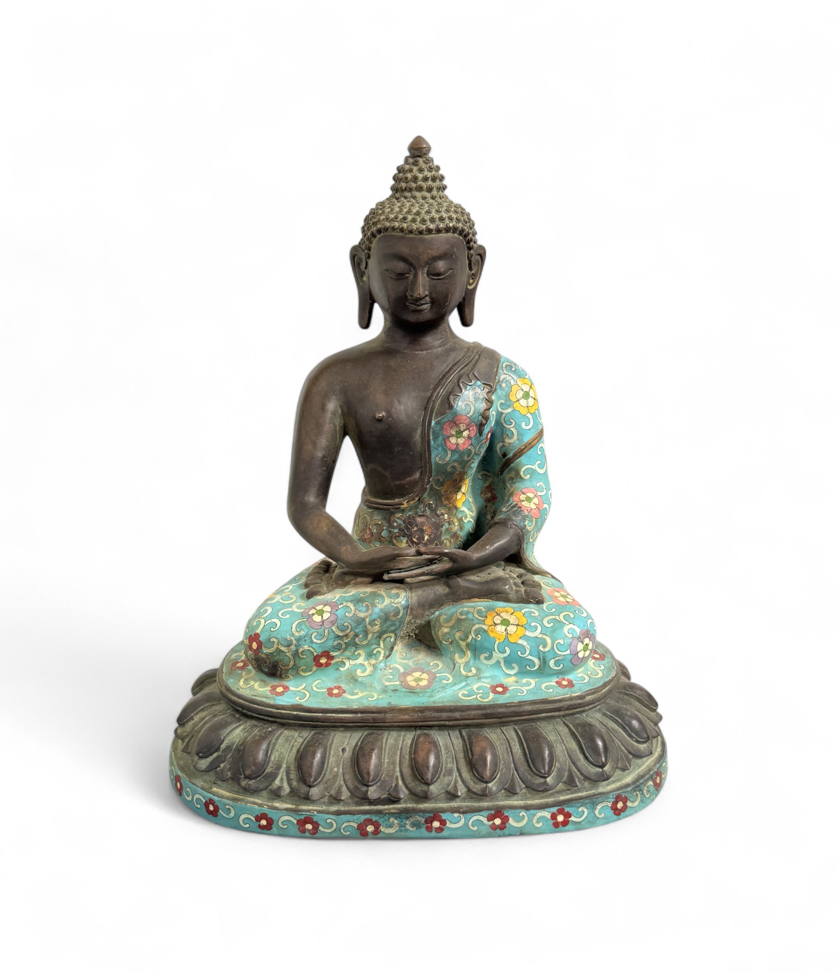Buddha Figur Bronze China Cloisonne Skulptur 40cm groß